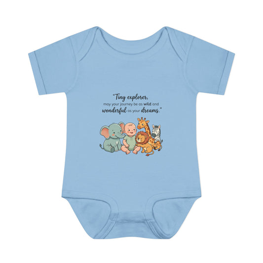 Baby Bodysuit — "Tiny Explorer" Cute Animal Nursery Onesie