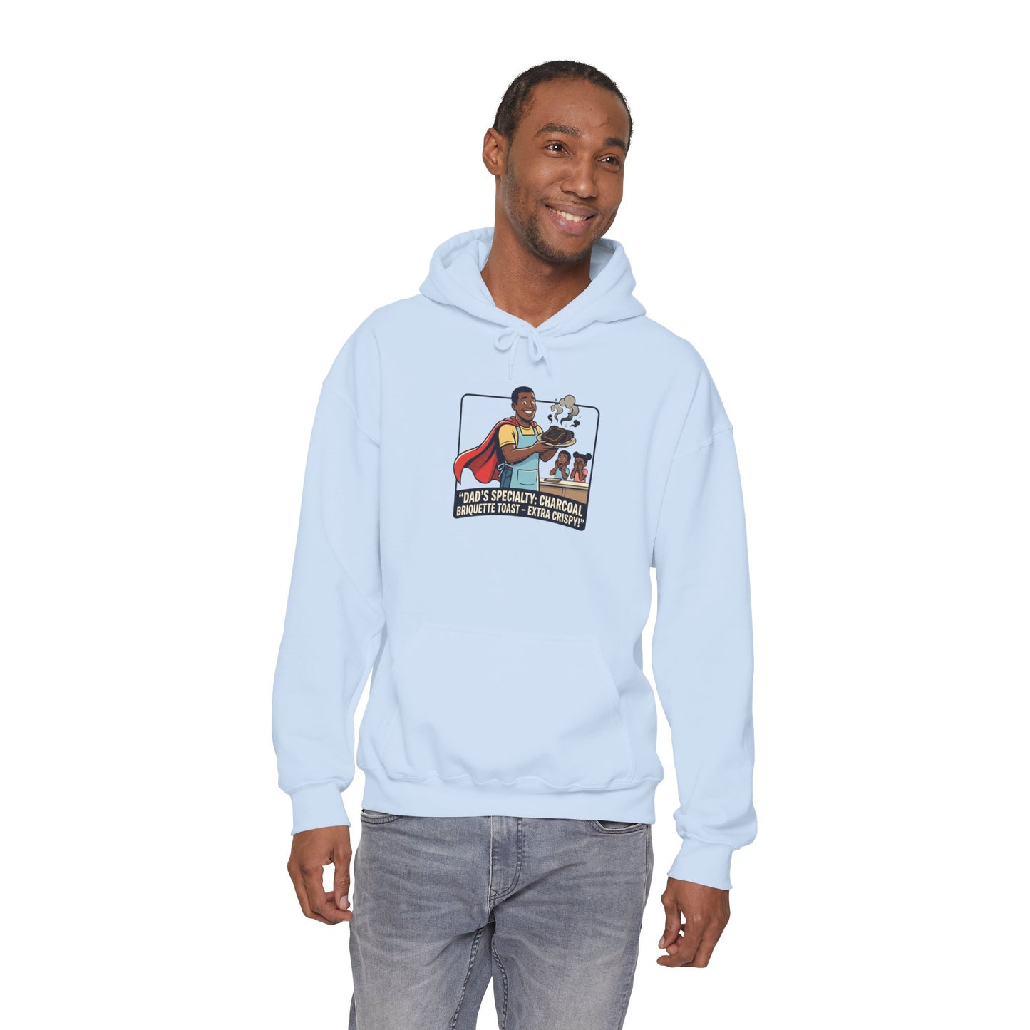 Hoodie — 'Dad's Specialty Charcoal Grilled Toast' Retro BBQ Chef Graphic