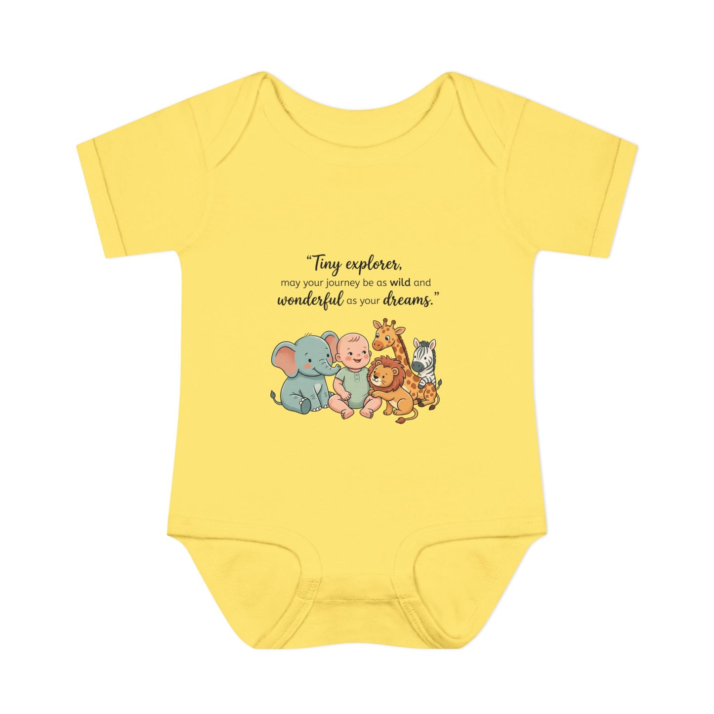 Baby Bodysuit — "Tiny Explorer" Cute Animal Nursery Onesie