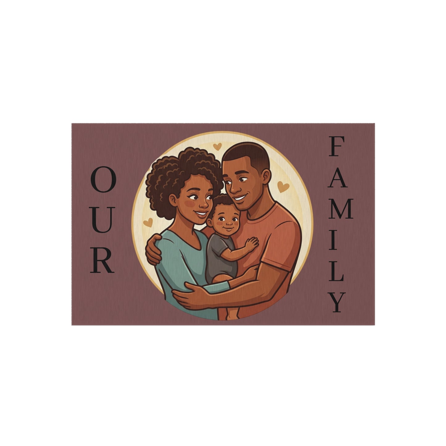 Personalized Family In/Outdoor Rug - 'Our Family' Illustrated Portrait Doormat