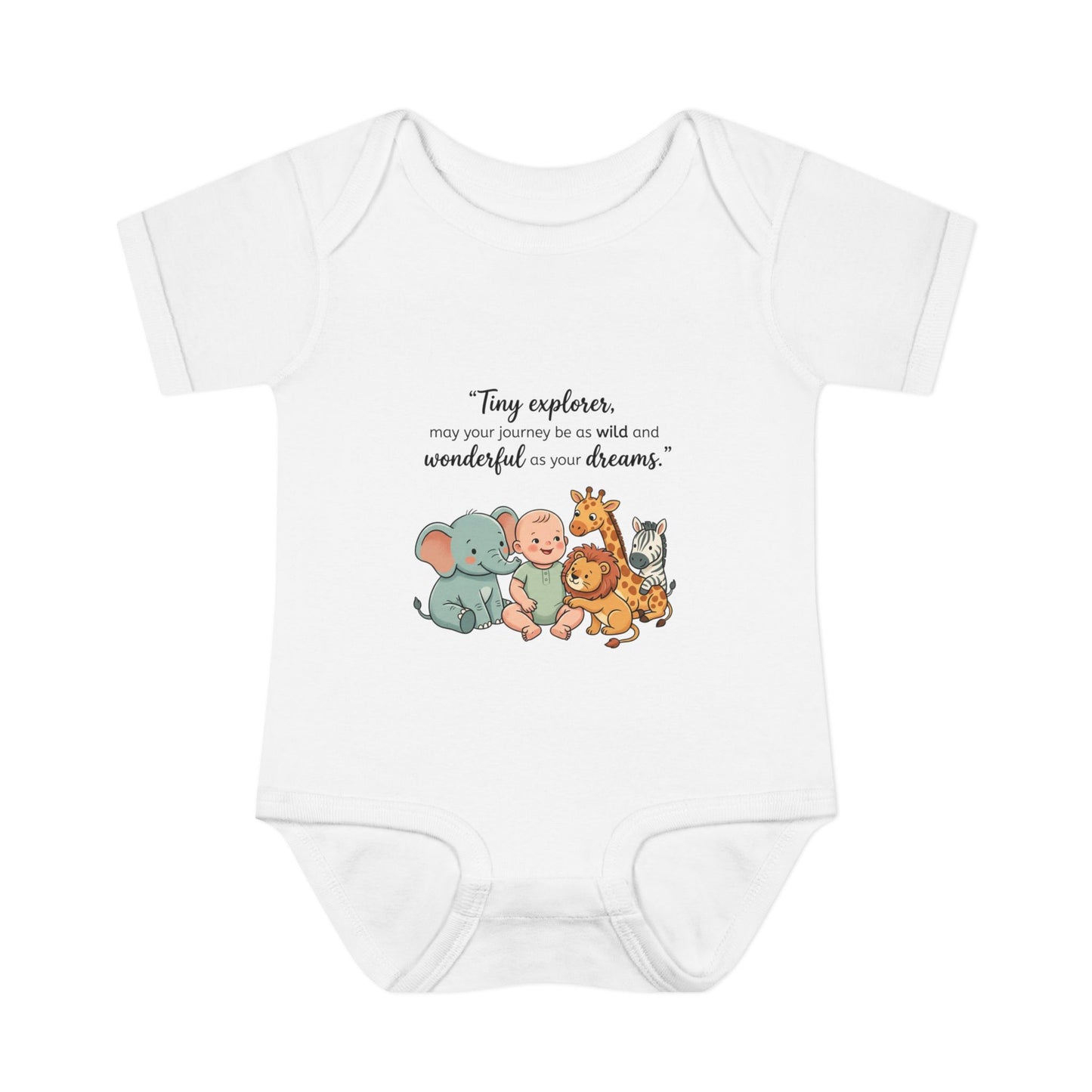 Baby Bodysuit — "Tiny Explorer" Cute Animal Nursery Onesie