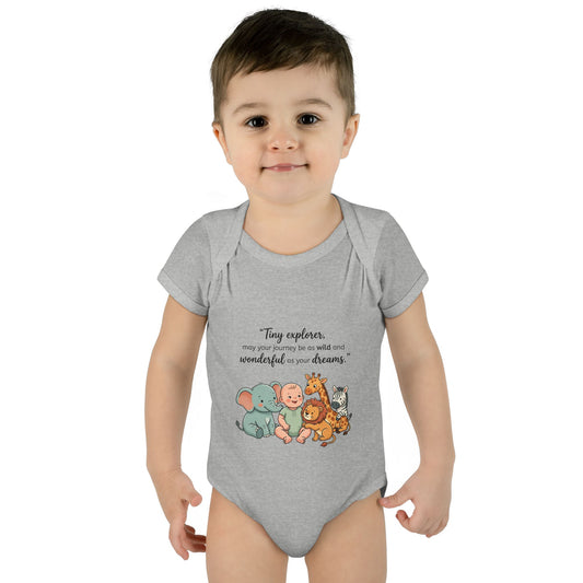 Baby Bodysuit — "Tiny Explorer" Cute Animal Nursery Onesie