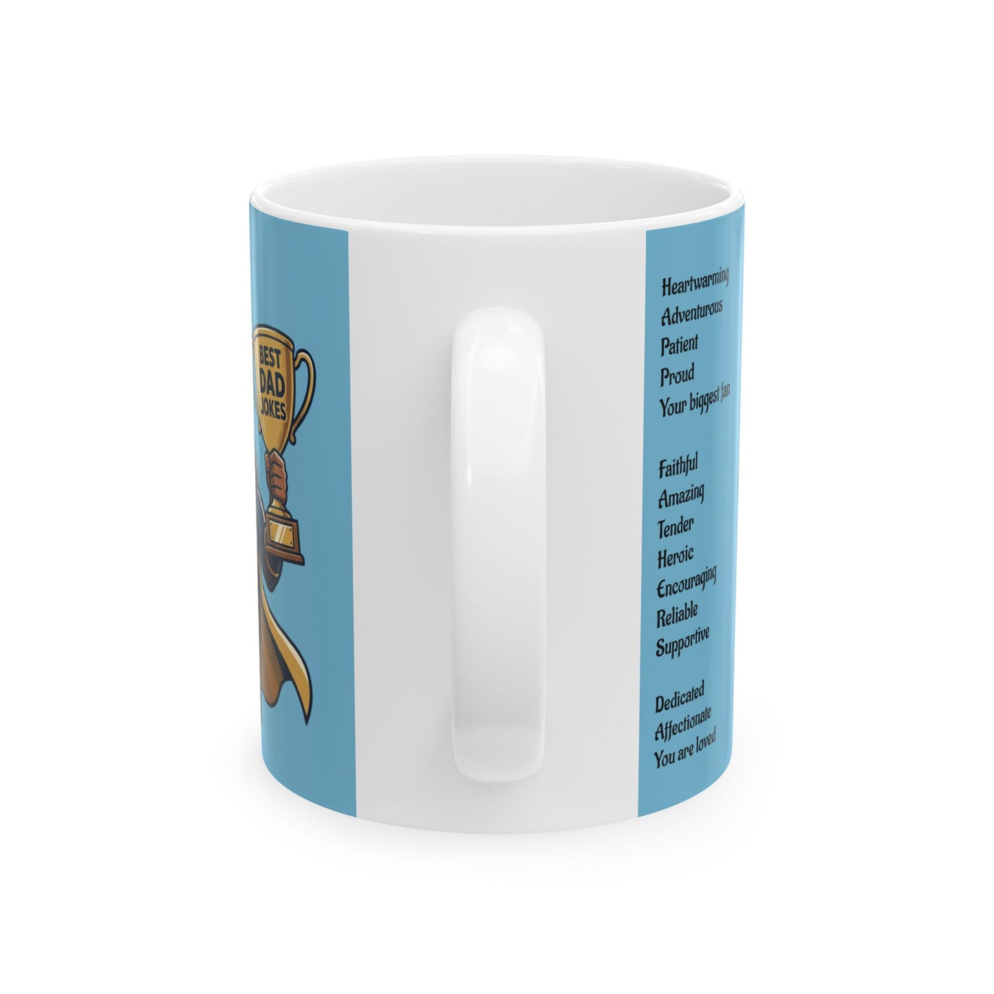 Ceramic Mug — 'Best Dad' Trophy Design with Hearts, Father's Day Gift (11oz, 15oz)