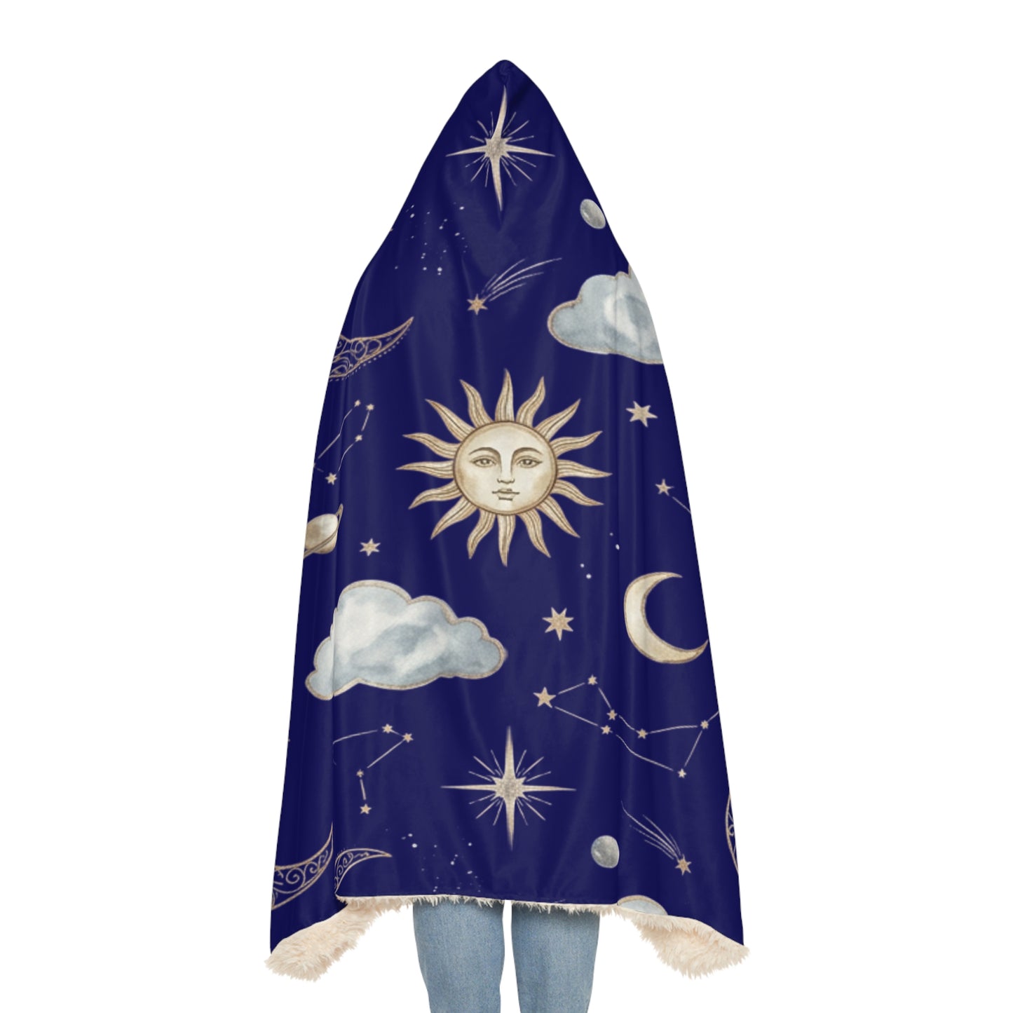 Celestial Moon & Sun Hooded Blanket — Starry Night Snuggle Throw