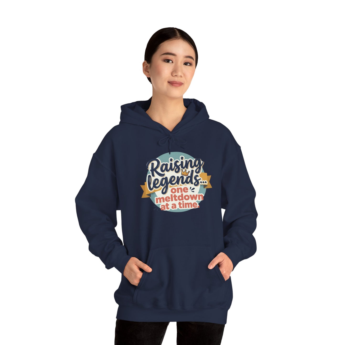 Hoodie — "Raising Legends... one meltdown at a time" Retro Parenthood Sweatshirt