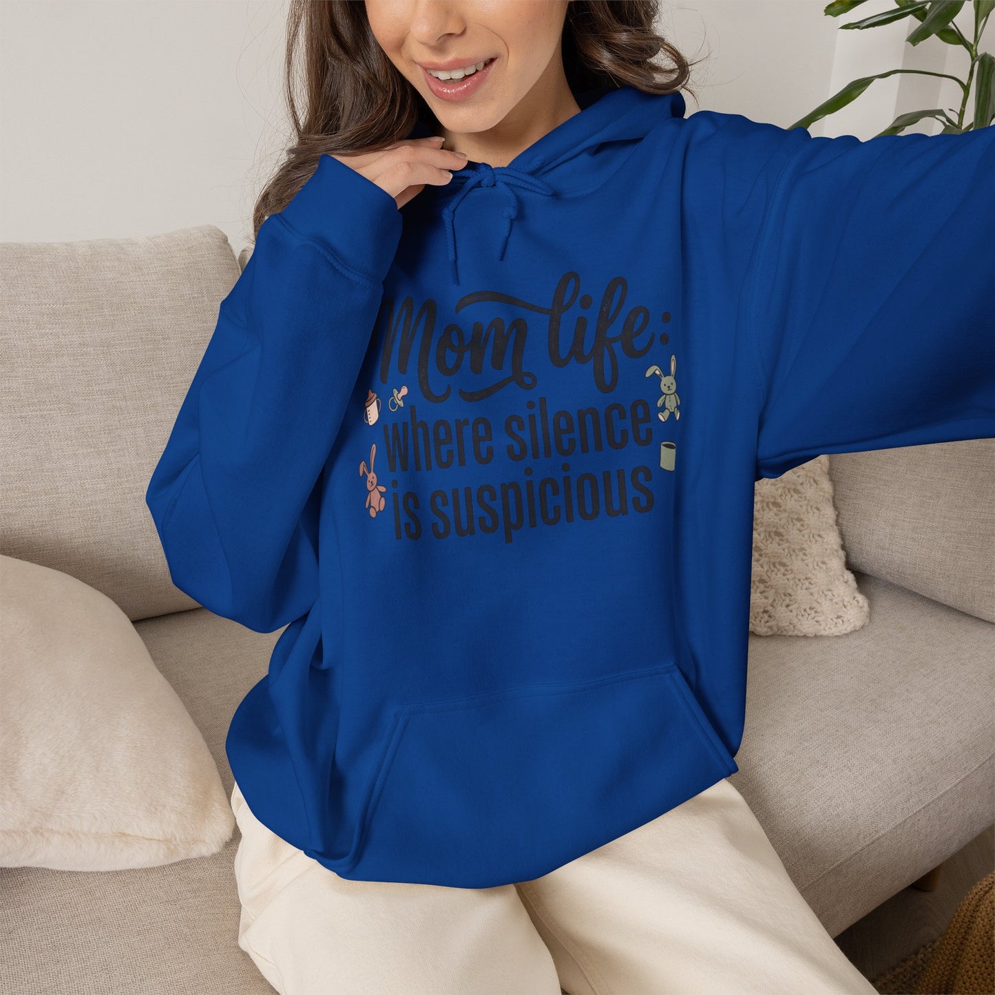 Mom Life Hoodie - "Mom Life: Where Silence Is Suspicious" Cozy Pullover for Moms, Funny Mother's Day Gift