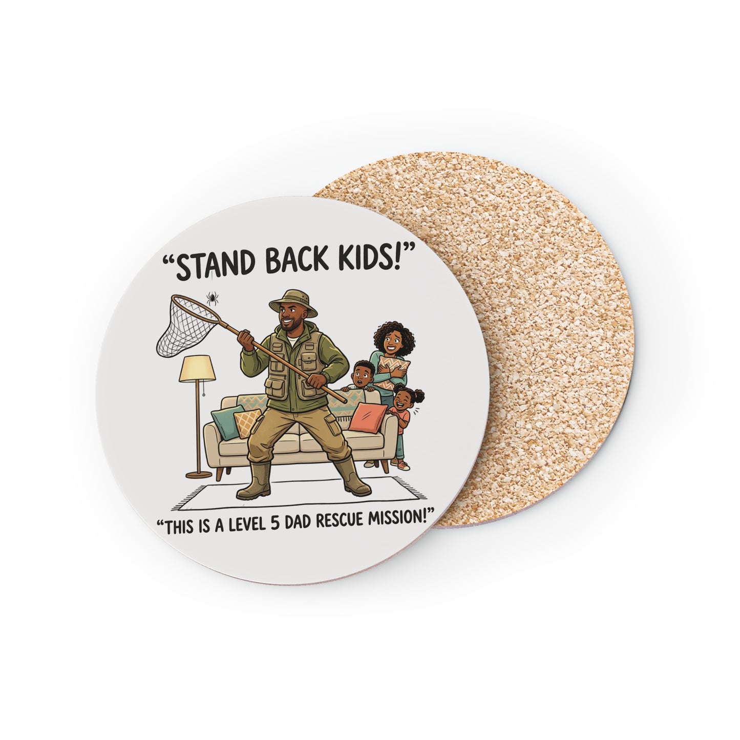Coaster — "Stand Back Kids! This is a Level 5 Dad Rescue Mission" Funny Dad Cartoon Drink Coaster
