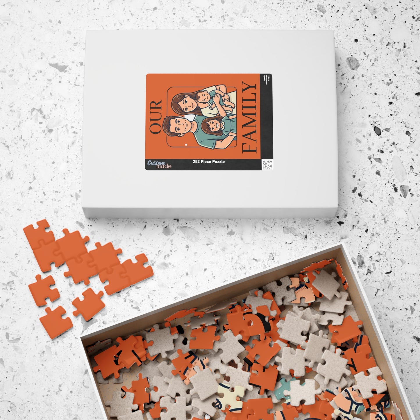 Family Portrait Puzzle – “Our Family” Personalized Jigsaw (110–1014 pcs)