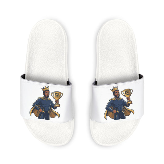 Slide Sandals — King of dad jokes Graphic Removable-Strap Pool Slides