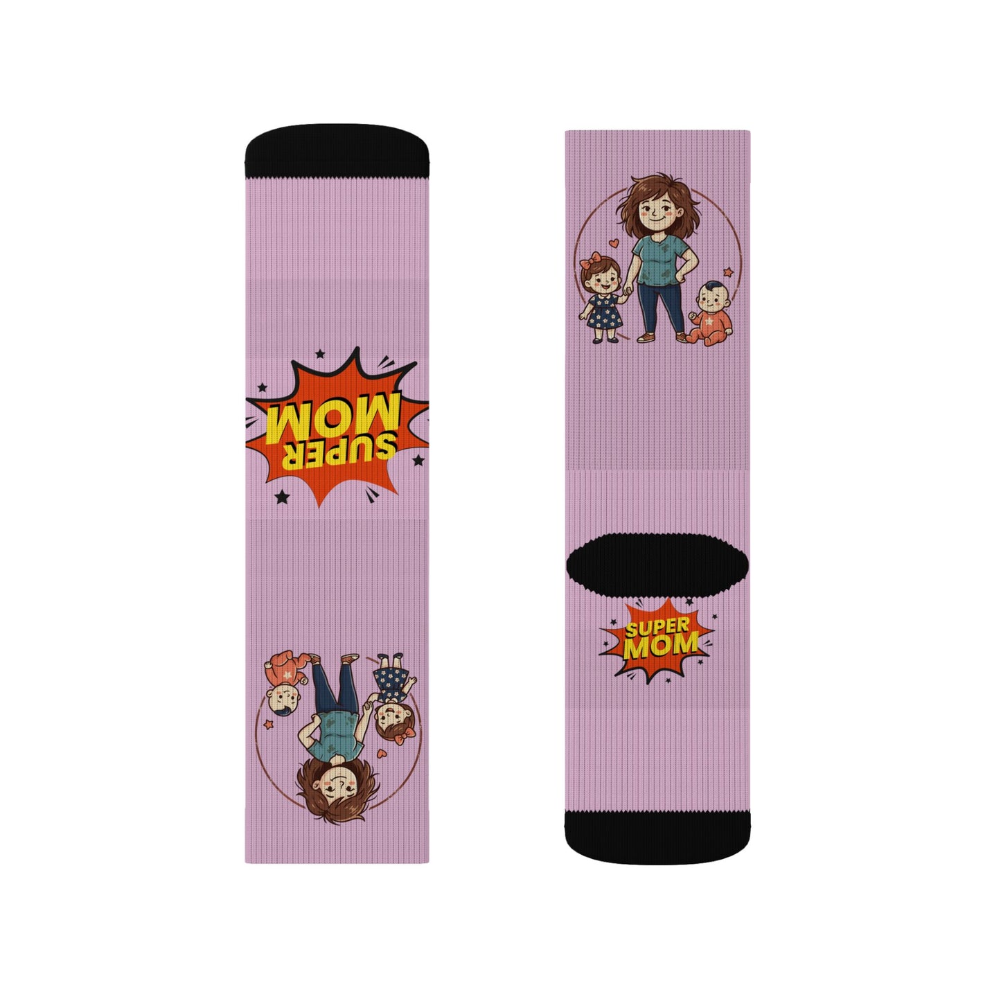 Super Mom Socks | Mother's Day, Mom Cartoon Crew Socks