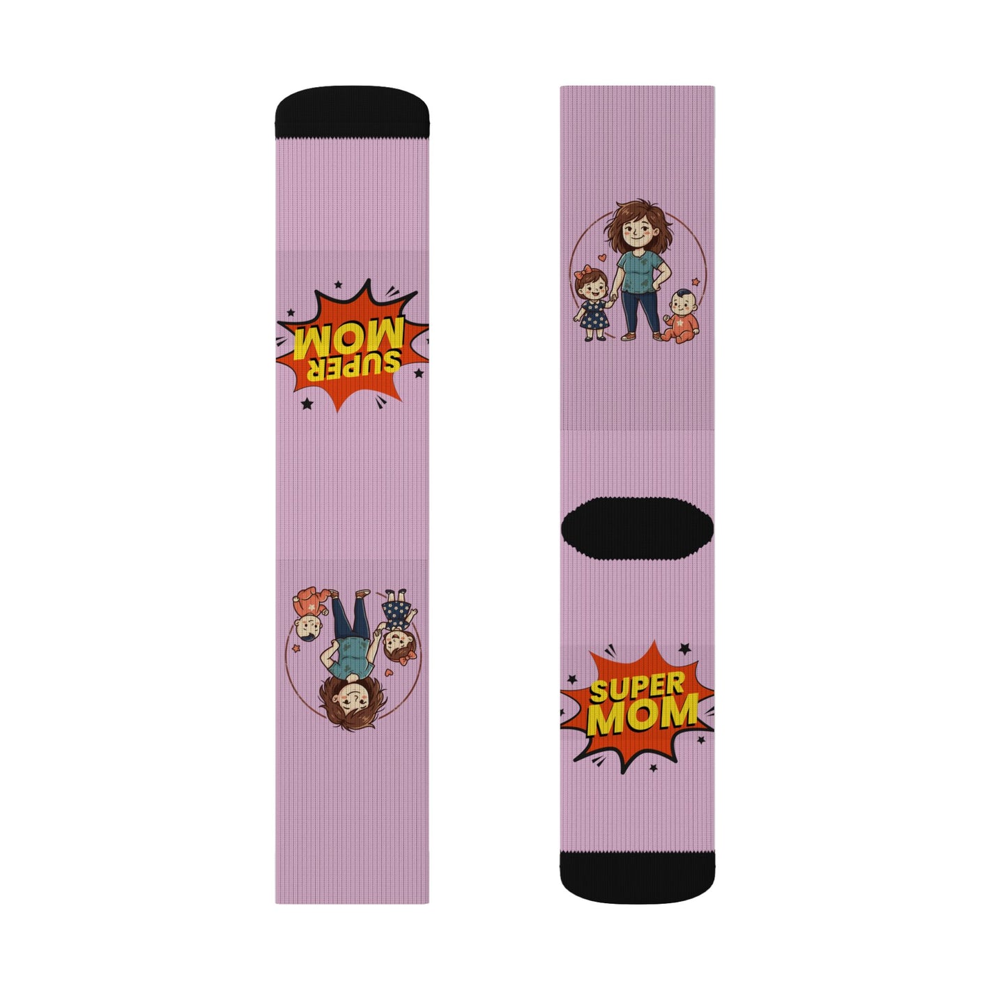 Super Mom Socks | Mother's Day, Mom Cartoon Crew Socks