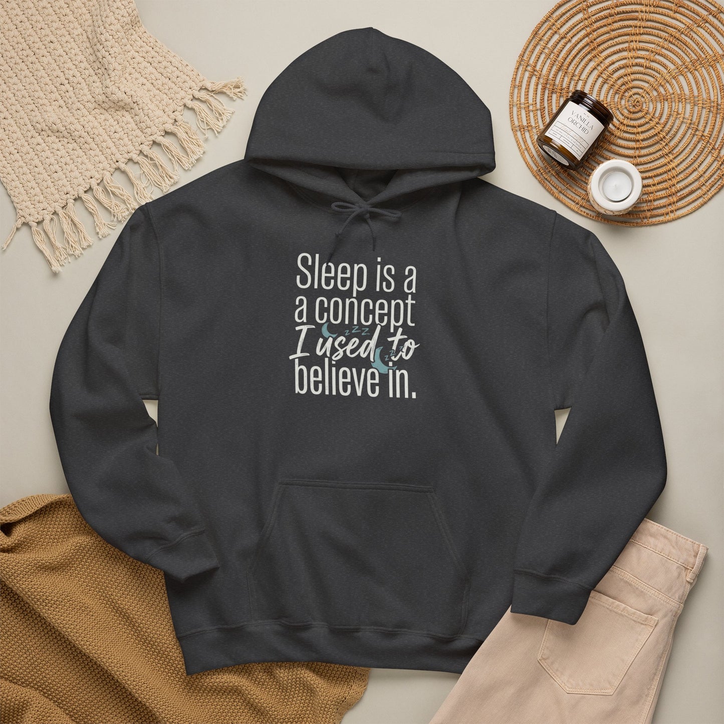 Sleep Is a Concept Hoodie – Funny Insomnia Quote Pullover