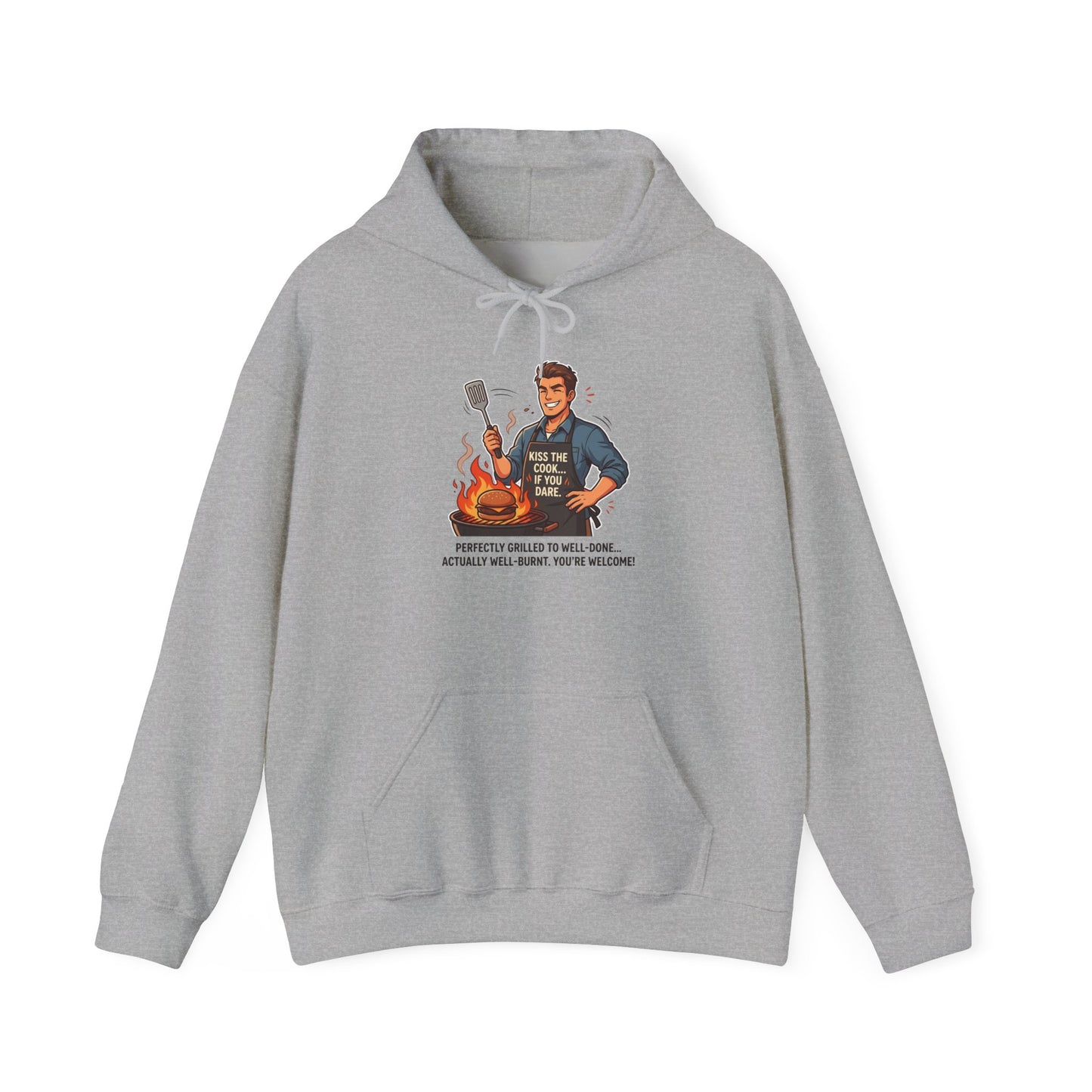 Hoodie – Vintage Grillmaster BBQ Sweatshirt ("Perfectly Grilled...Actually I Just Set It Ablaze")