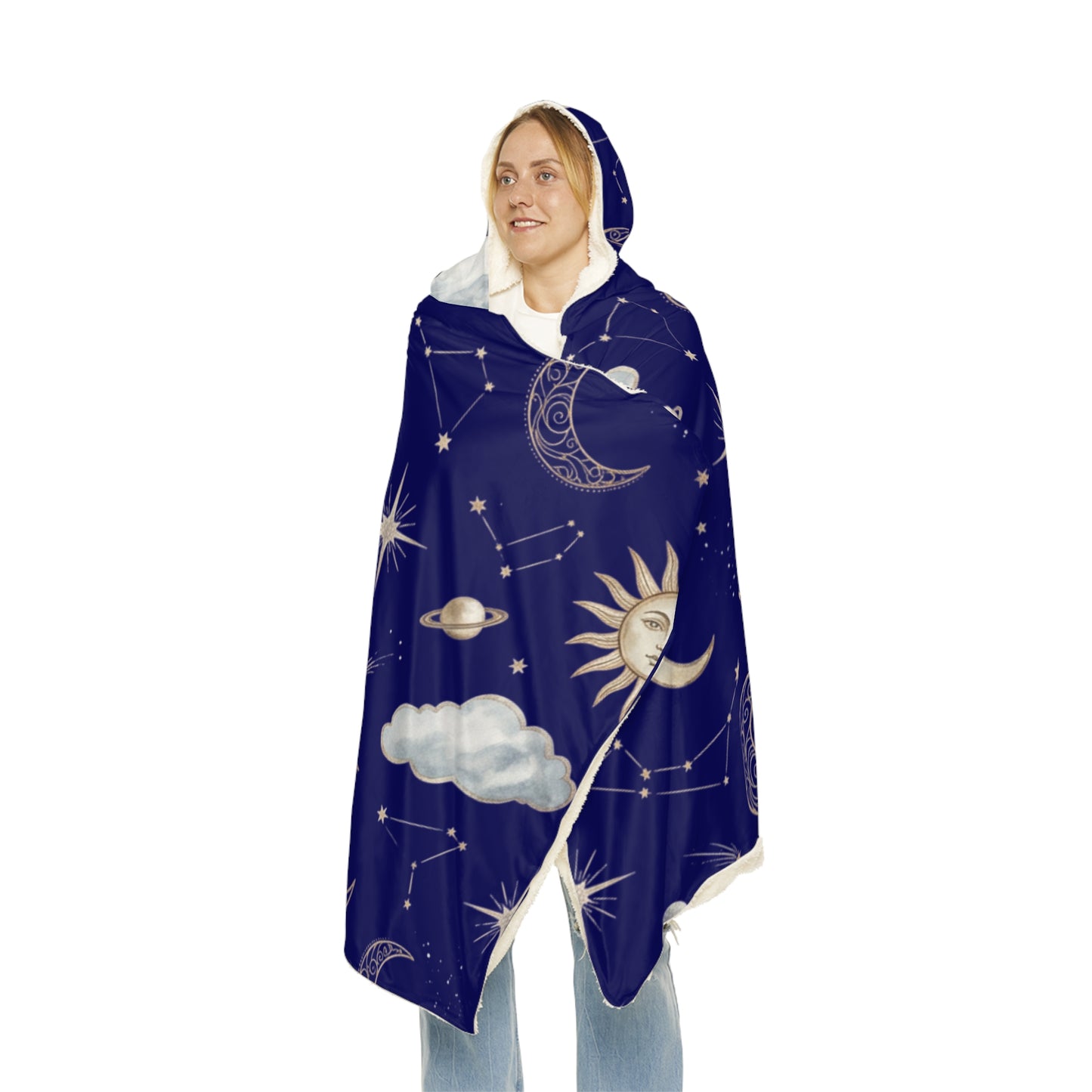 Celestial Moon & Sun Hooded Blanket — Starry Night Snuggle Throw