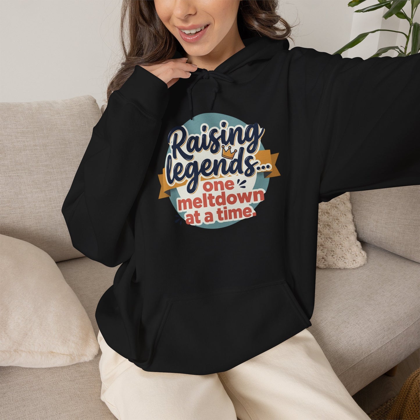 Hoodie — "Raising Legends... one meltdown at a time" Retro Parenthood Sweatshirt