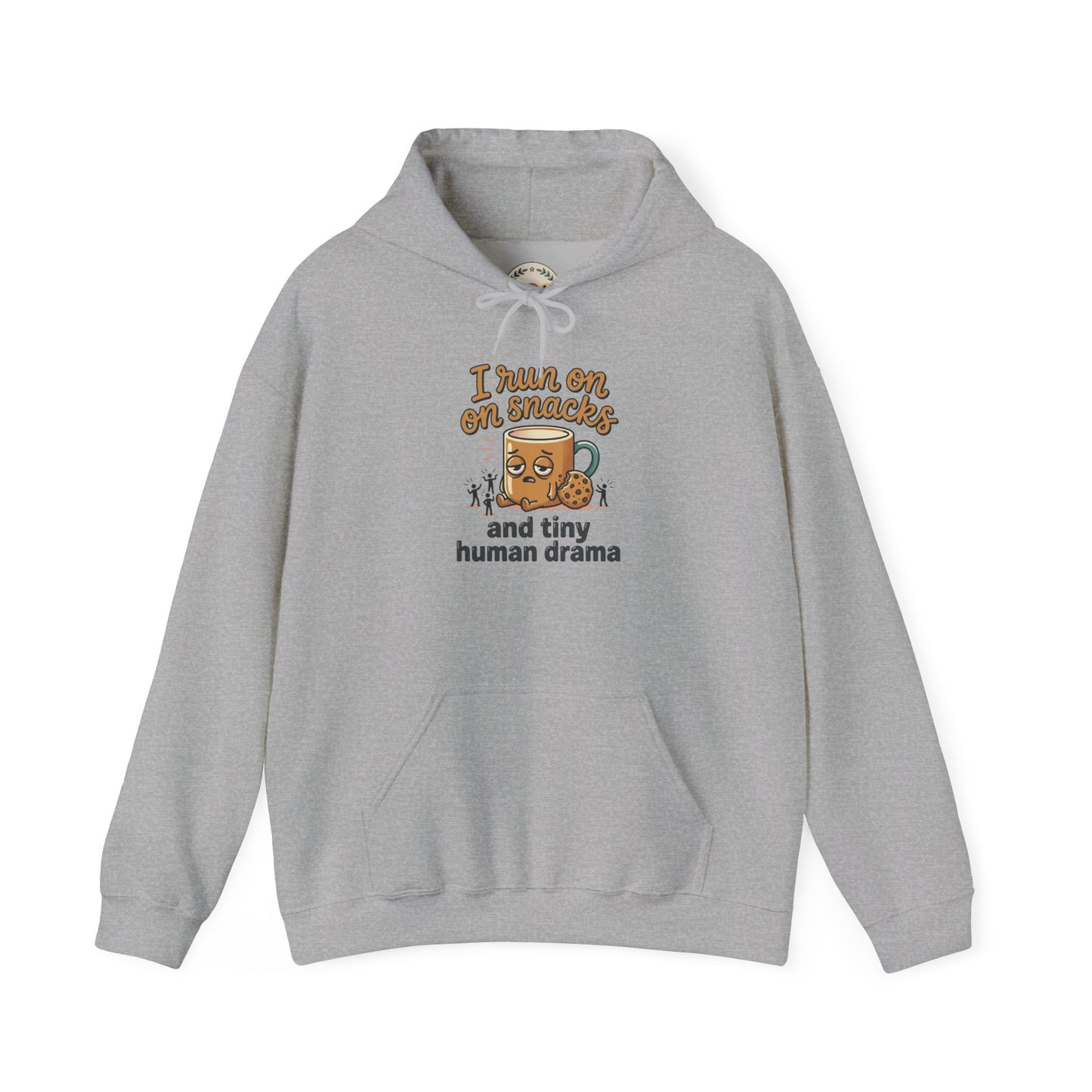 Coffee Mug Hoodie - "I Run on Coffee and Tiny Human Drama" Funny Mom Sweatshirt