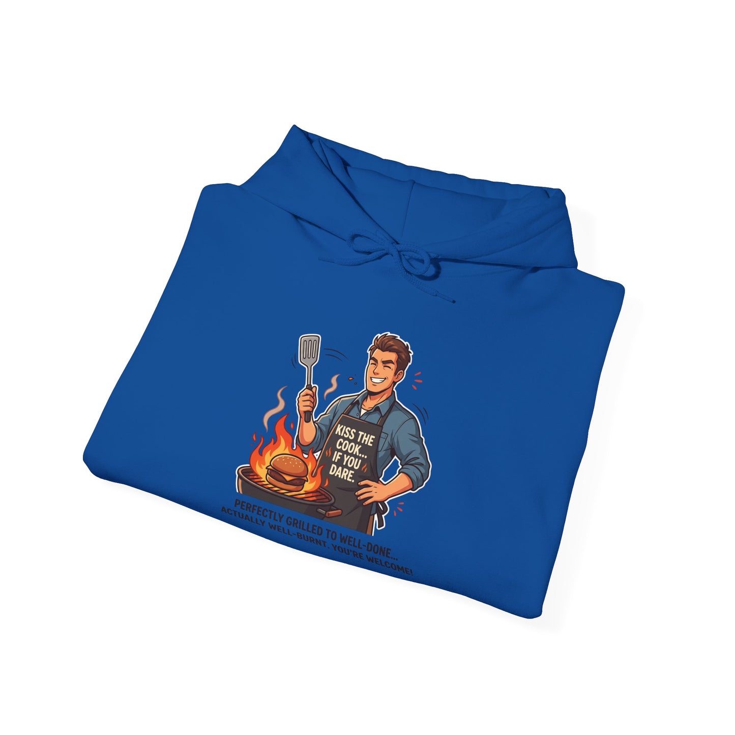 Hoodie – Vintage Grillmaster BBQ Sweatshirt ("Perfectly Grilled...Actually I Just Set It Ablaze")