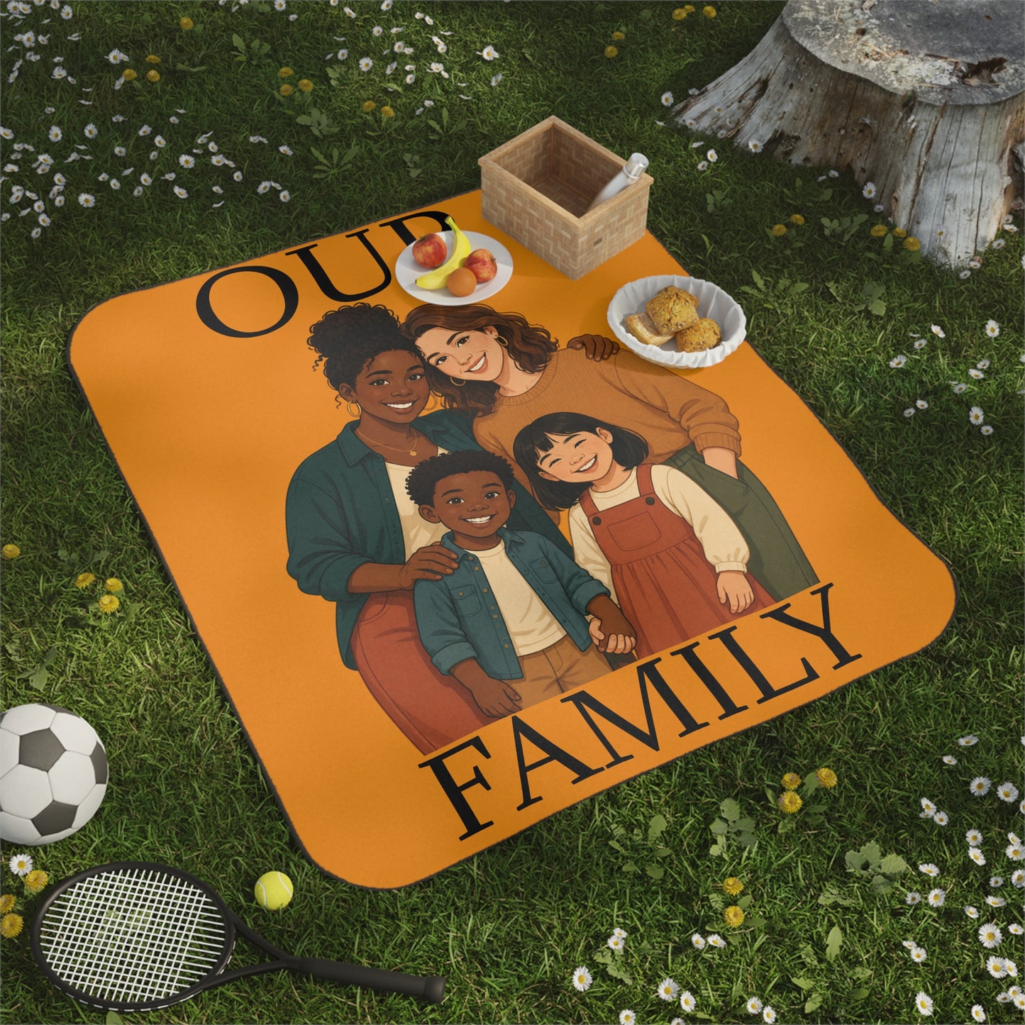 Our Family Picnic Blanket – Family Illustration Outdoor Blanket