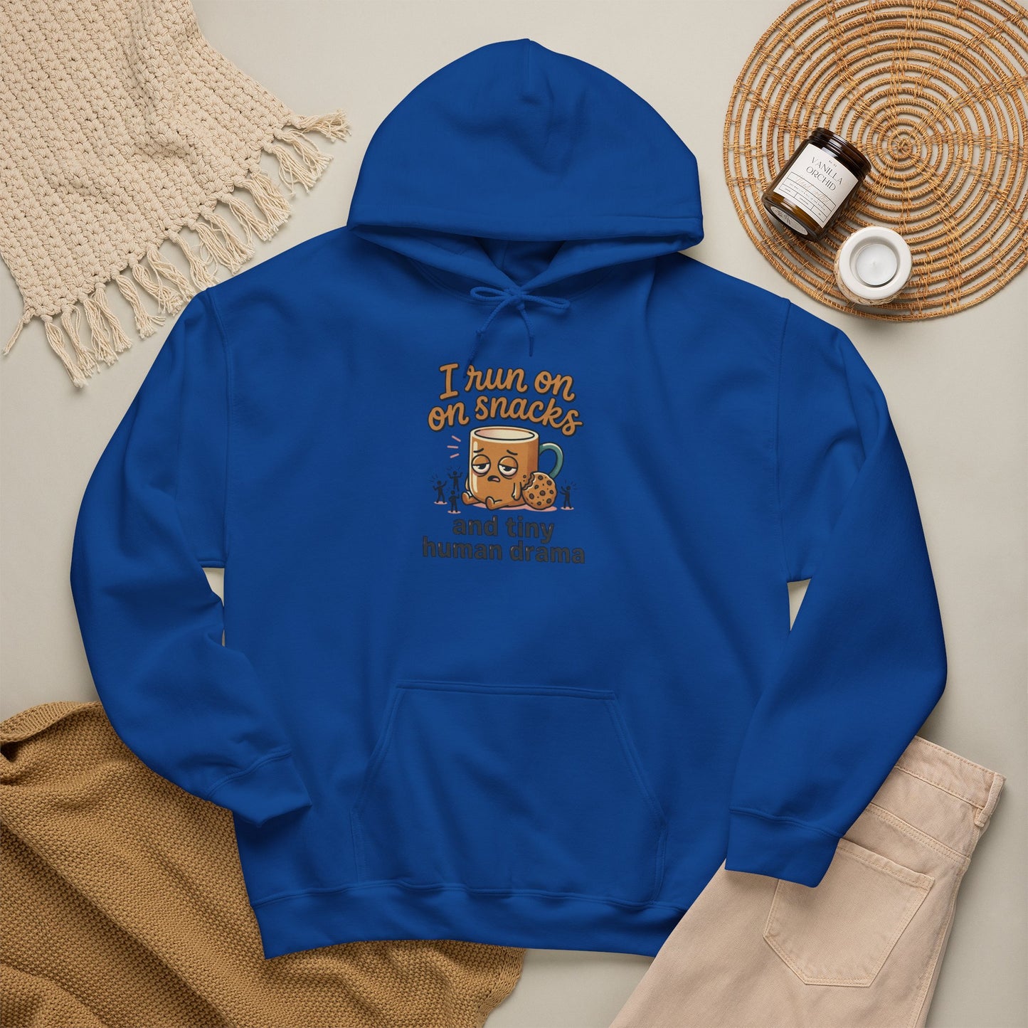 Coffee Mug Hoodie - "I Run on Coffee and Tiny Human Drama" Funny Mom Sweatshirt