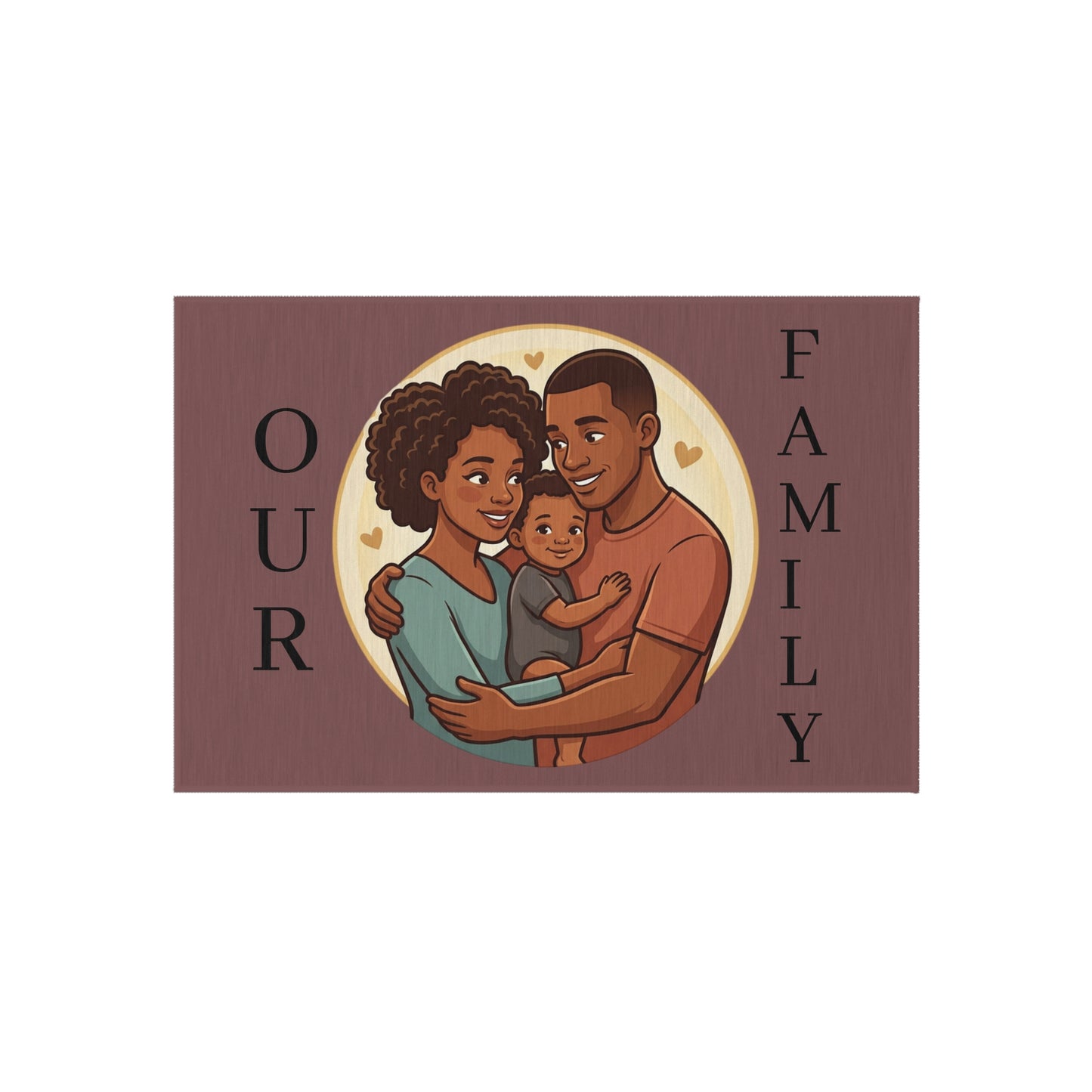 Personalized Family In/Outdoor Rug - 'Our Family' Illustrated Portrait Doormat