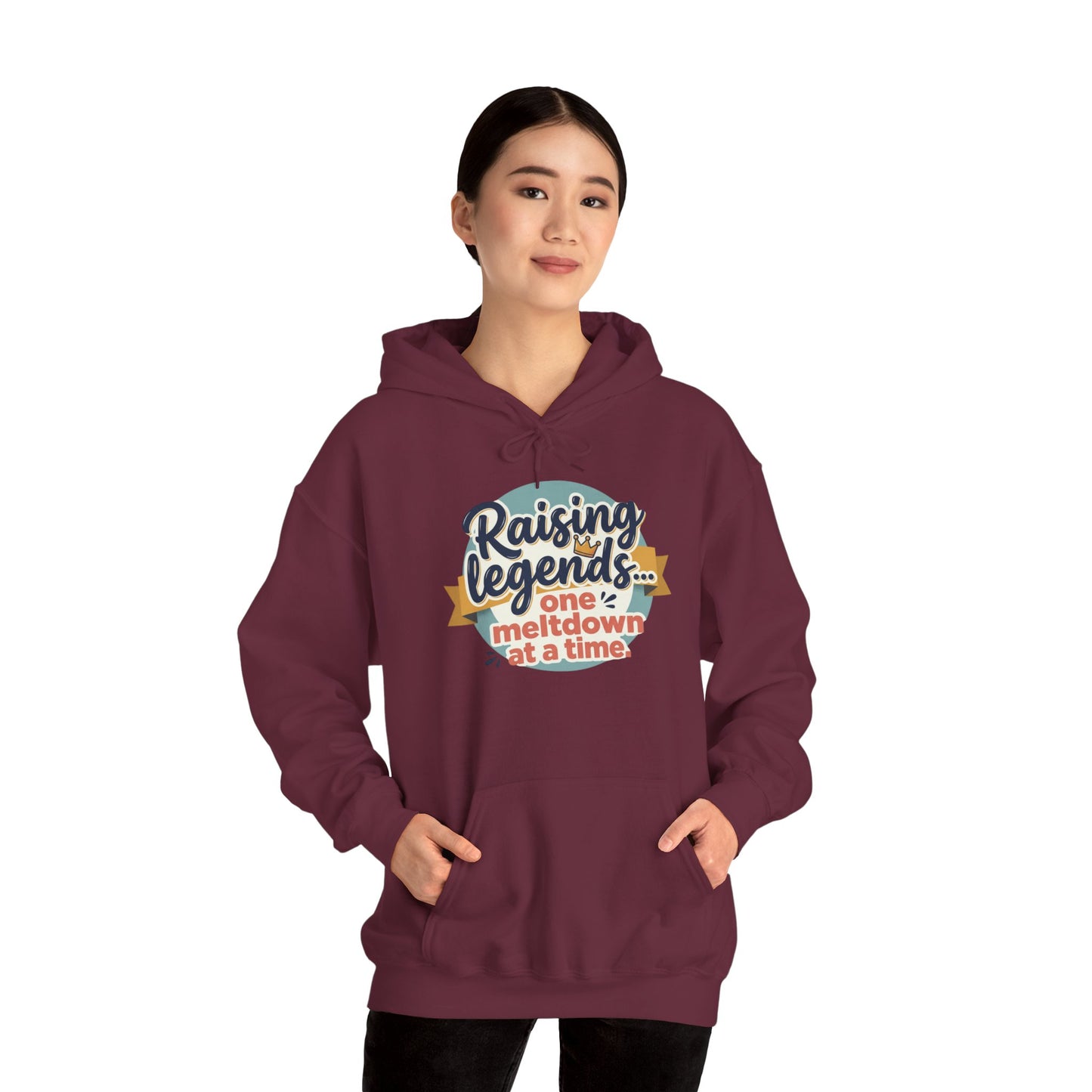 Hoodie — "Raising Legends... one meltdown at a time" Retro Parenthood Sweatshirt