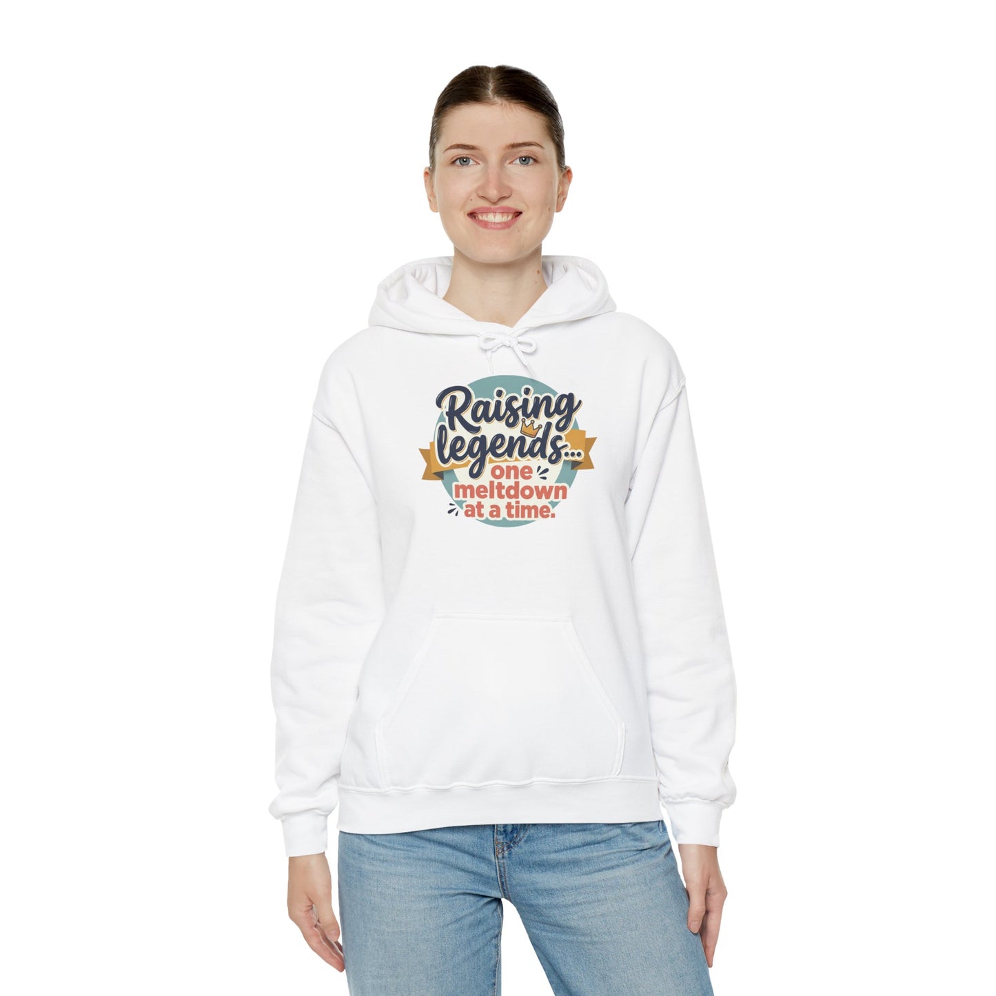 Hoodie — "Raising Legends... one meltdown at a time" Retro Parenthood Sweatshirt