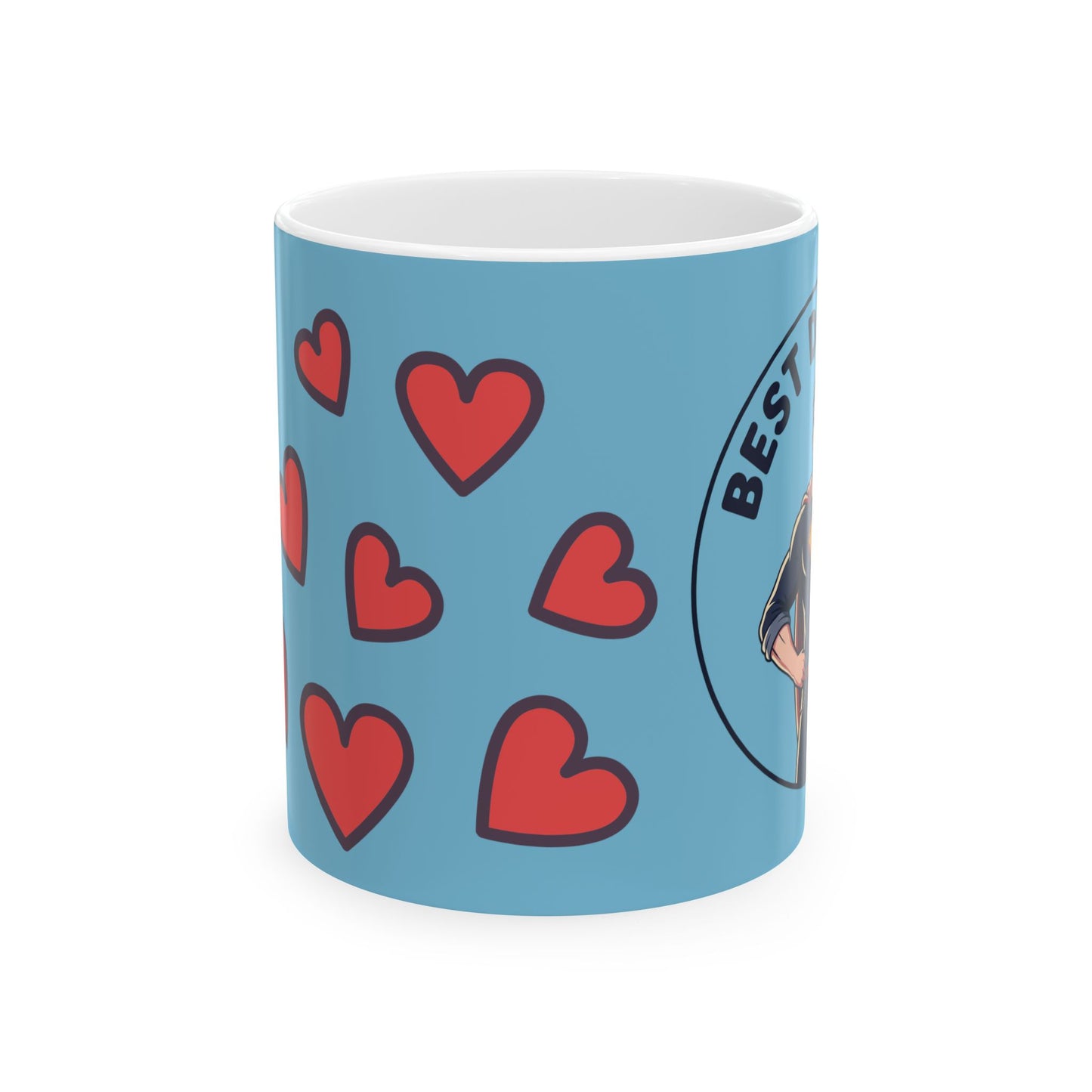 Best Dad Ever Ceramic Mug — Heart Pattern 11oz & 15oz Gift for Father’s Day