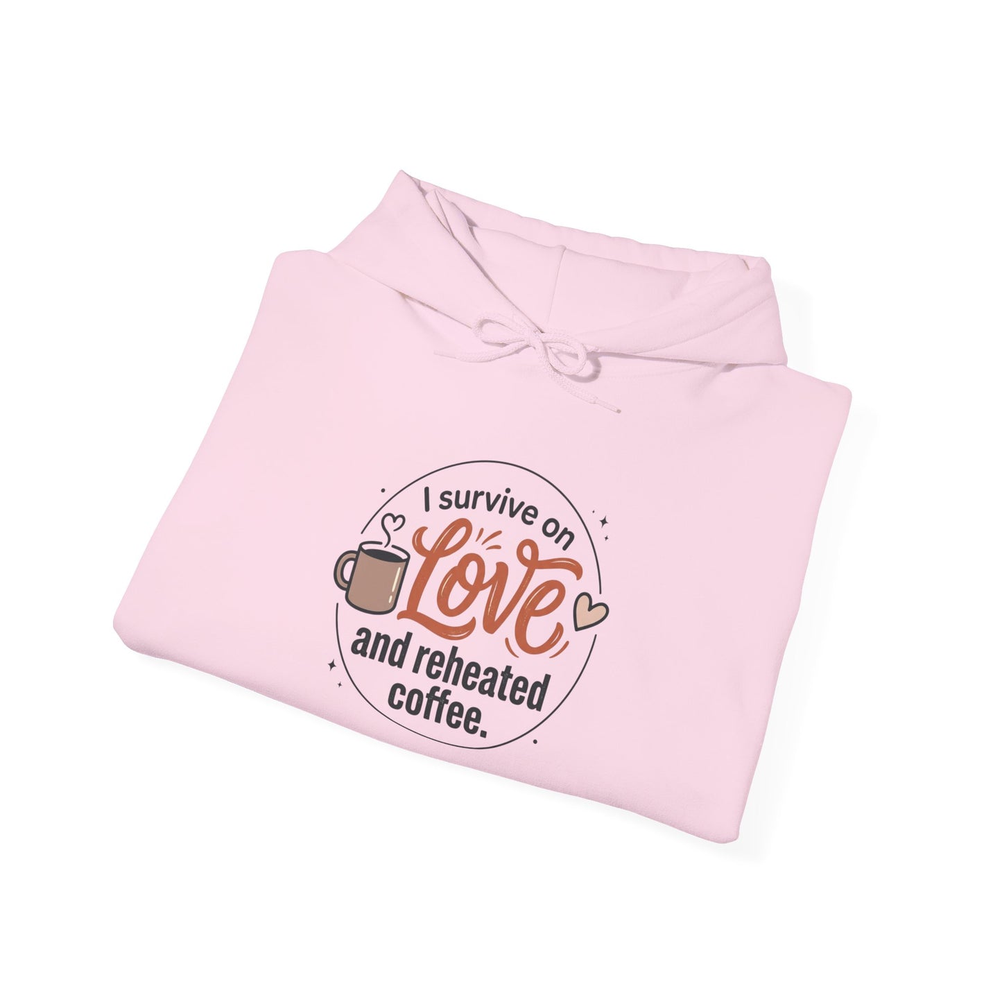 I Survive on Love and Reheated Coffee Hoodie
