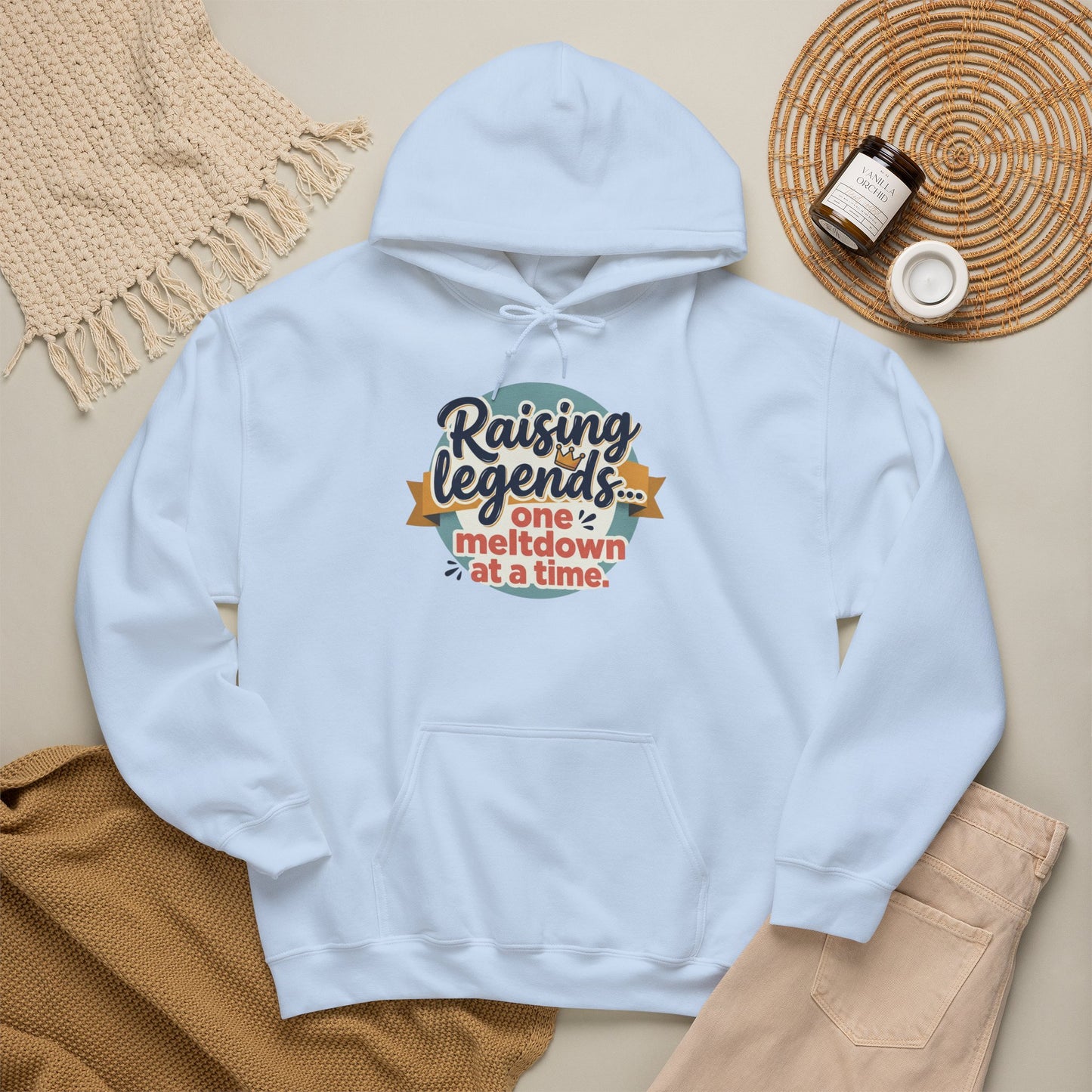 Hoodie — "Raising Legends... one meltdown at a time" Retro Parenthood Sweatshirt