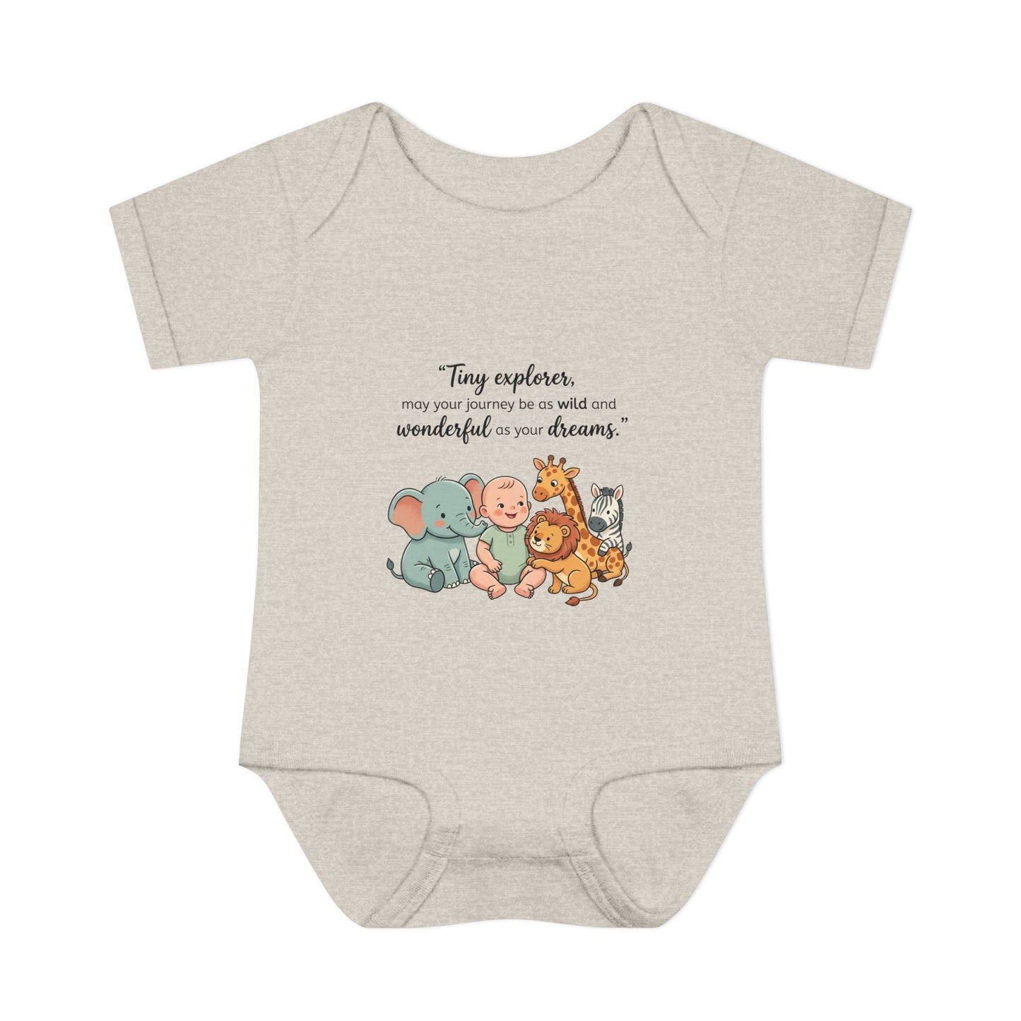 Baby Bodysuit — "Tiny Explorer" Cute Animal Nursery Onesie