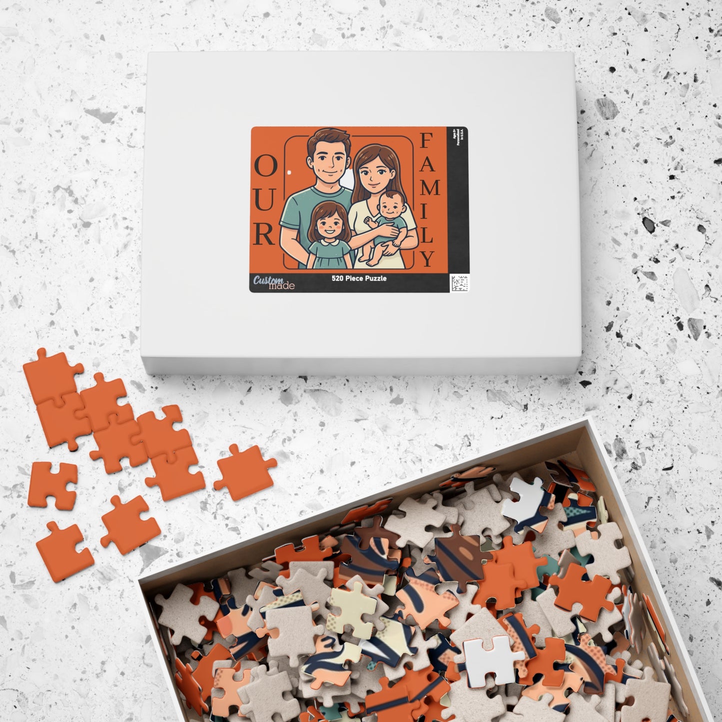 Family Portrait Puzzle – “Our Family” Personalized Jigsaw (110–1014 pcs)