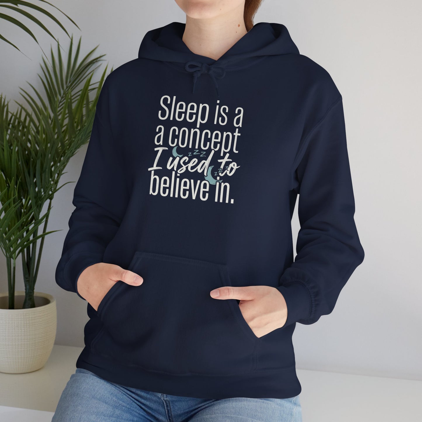 Sleep Is a Concept Hoodie – Funny Insomnia Quote Pullover
