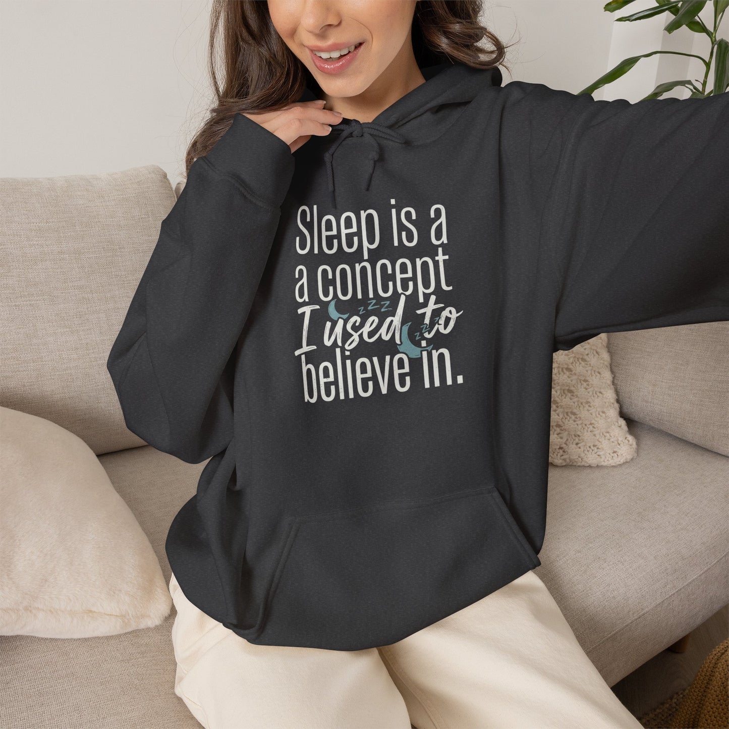 Sleep Is a Concept Hoodie – Funny Insomnia Quote Pullover
