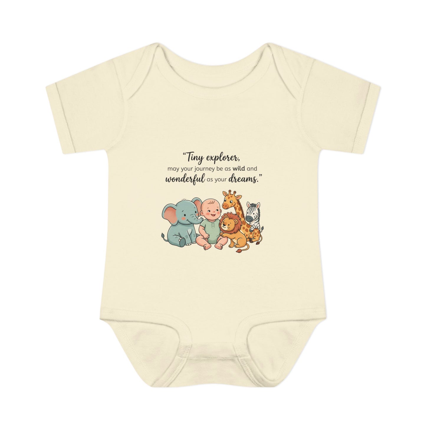 Baby Bodysuit — "Tiny Explorer" Cute Animal Nursery Onesie