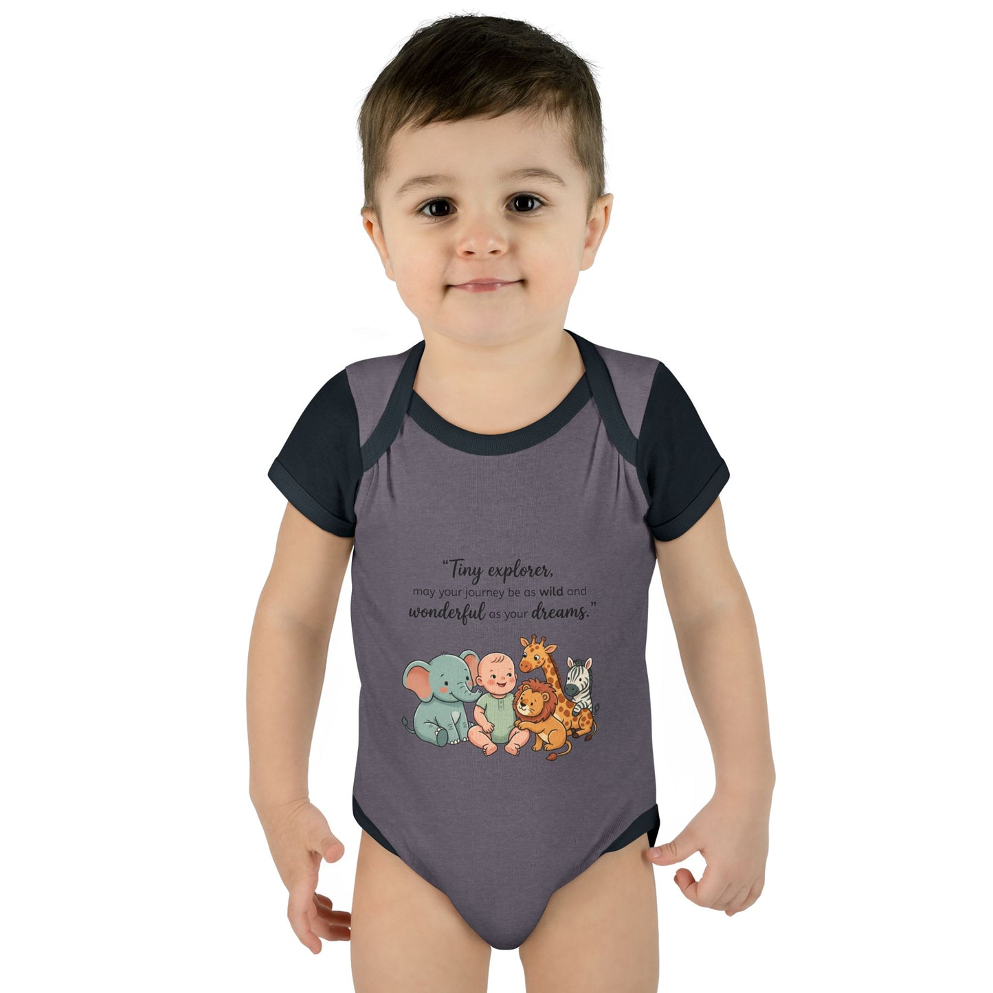 Baby Bodysuit — "Tiny Explorer" Cute Animal Nursery Onesie