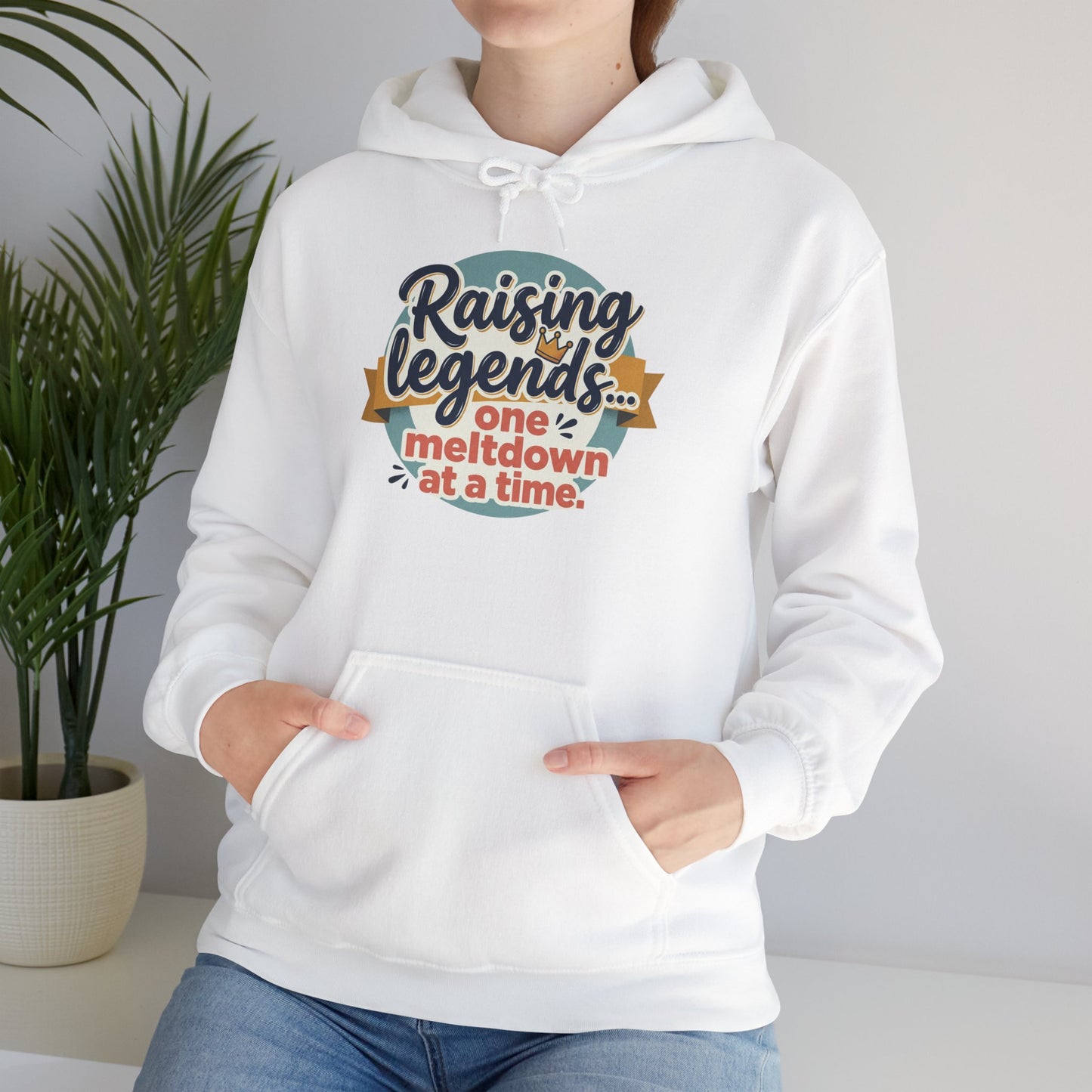 Hoodie — "Raising Legends... one meltdown at a time" Retro Parenthood Sweatshirt