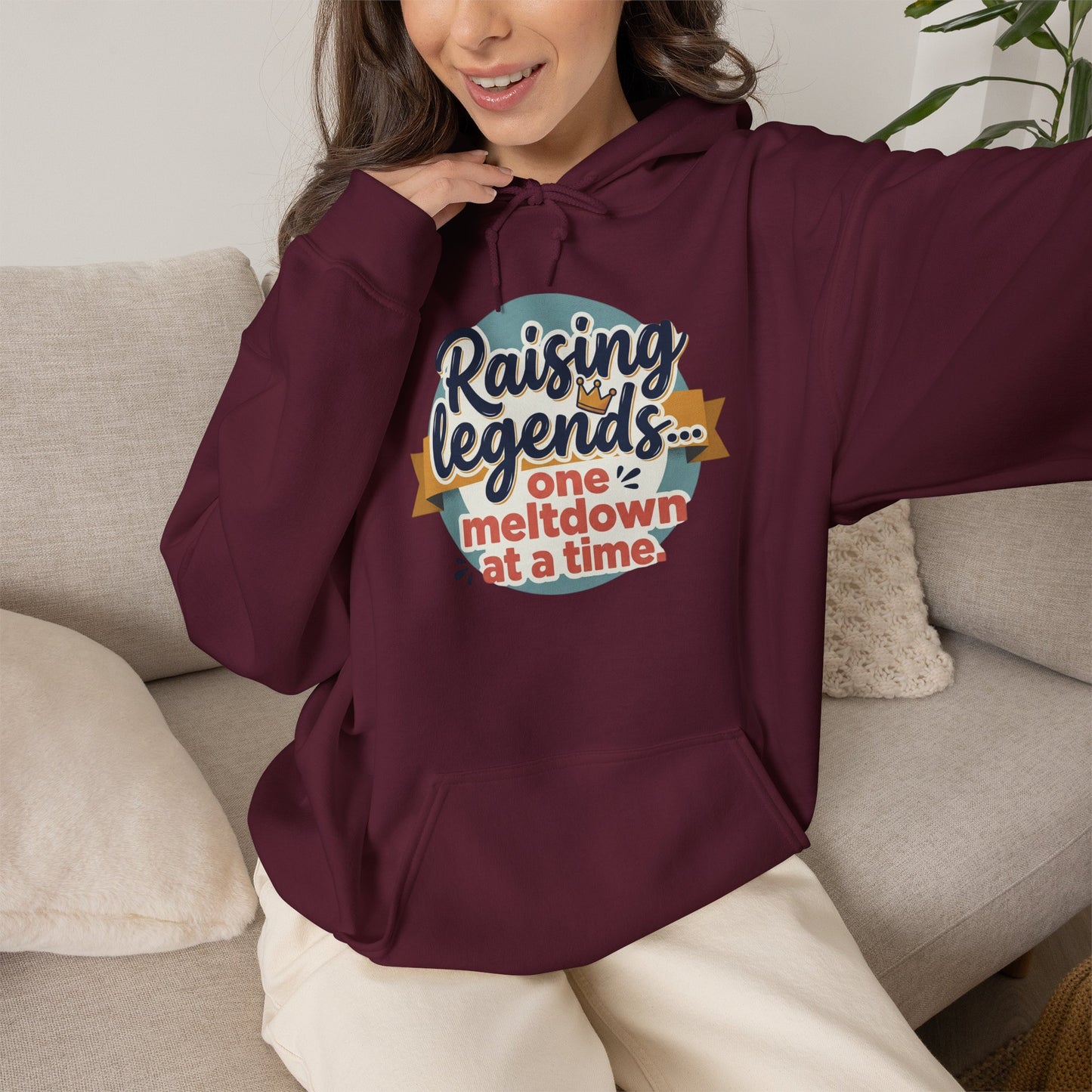 Hoodie — "Raising Legends... one meltdown at a time" Retro Parenthood Sweatshirt