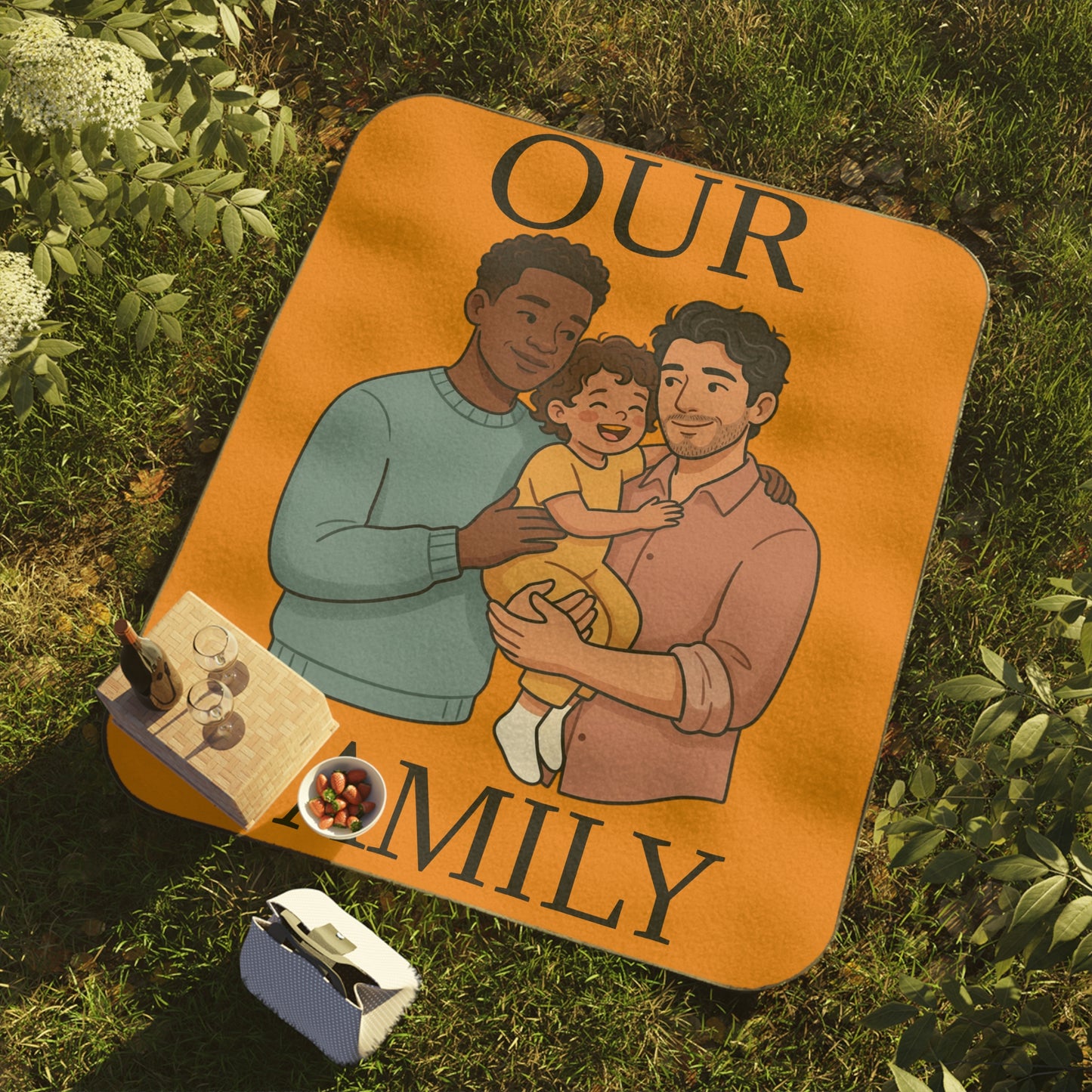 Our Family Picnic Blanket – Family Illustration Outdoor Blanket