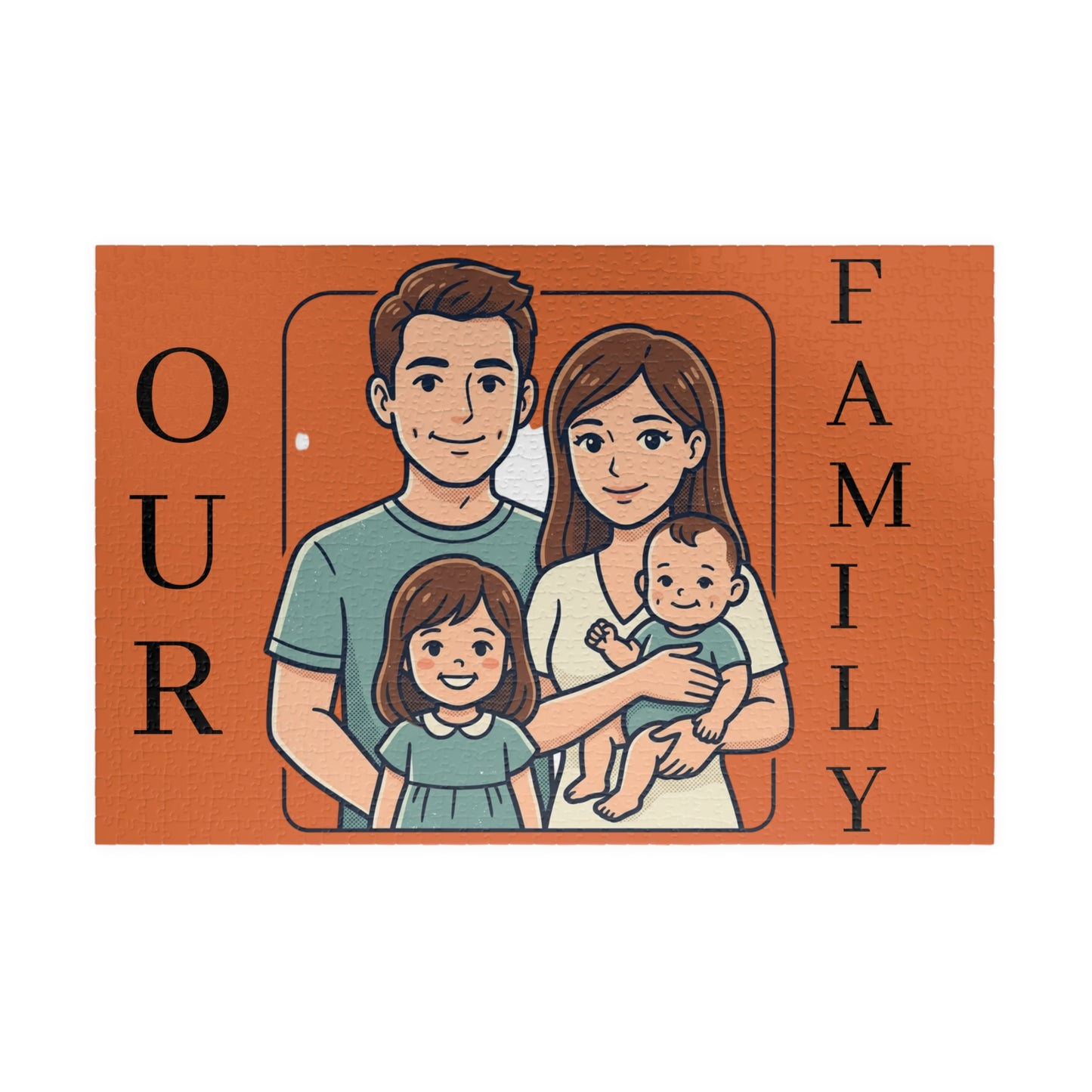 Family Portrait Puzzle – “Our Family” Personalized Jigsaw (110–1014 pcs)