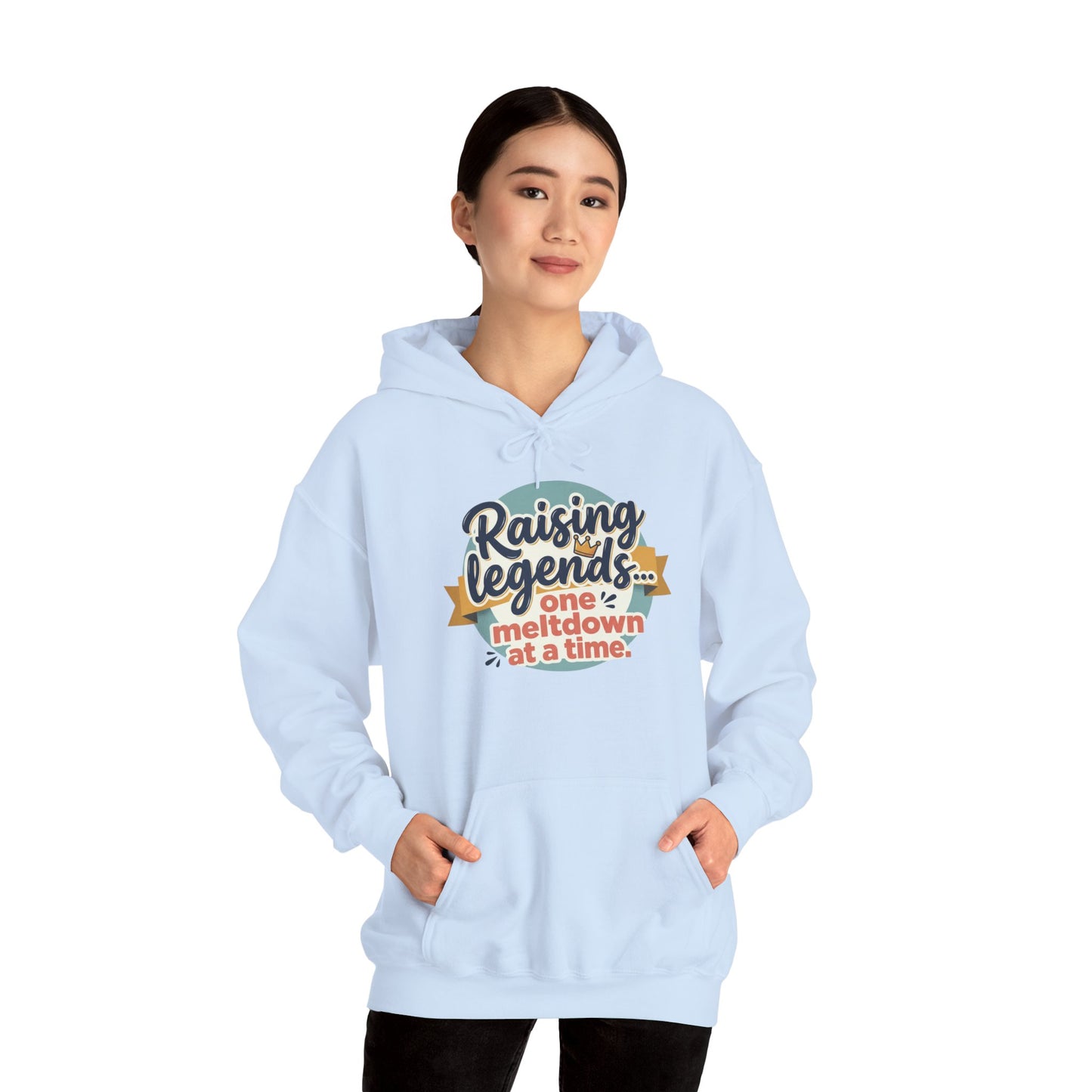 Hoodie — "Raising Legends... one meltdown at a time" Retro Parenthood Sweatshirt