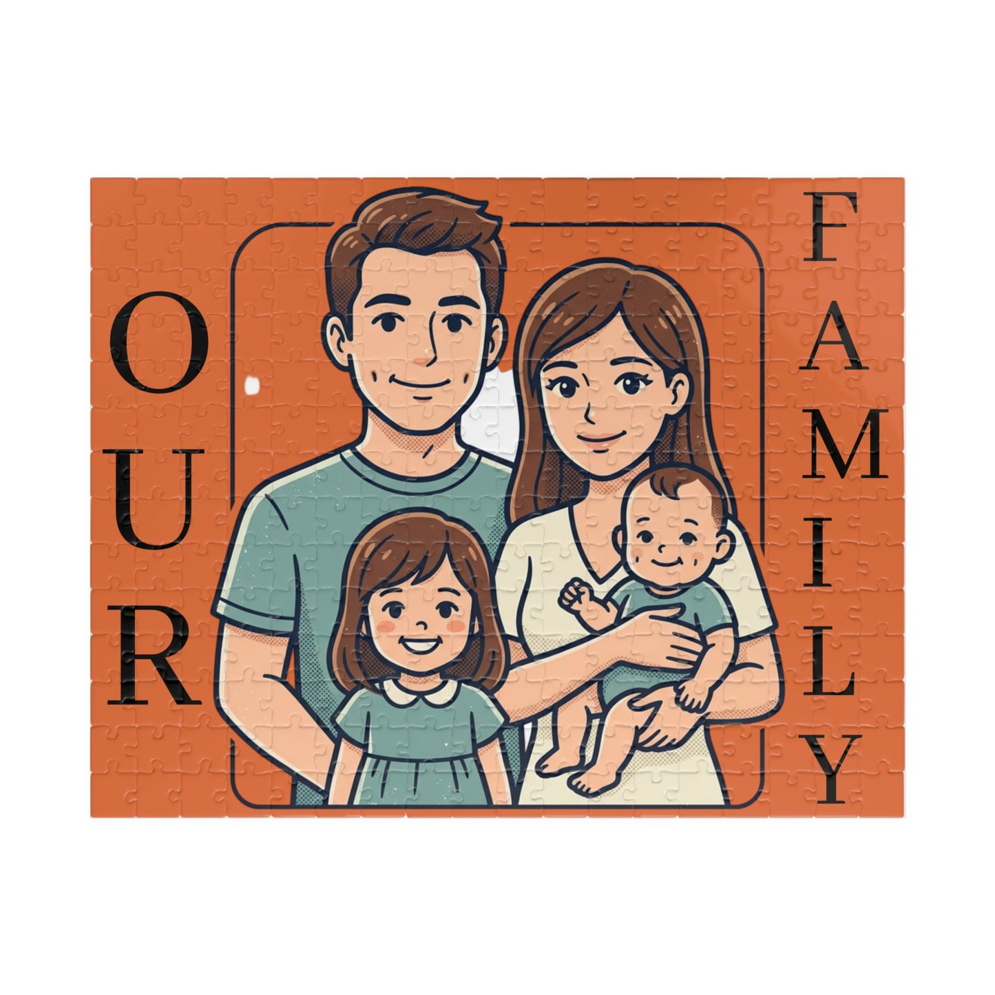 Family Portrait Puzzle – “Our Family” Personalized Jigsaw (110–1014 pcs)