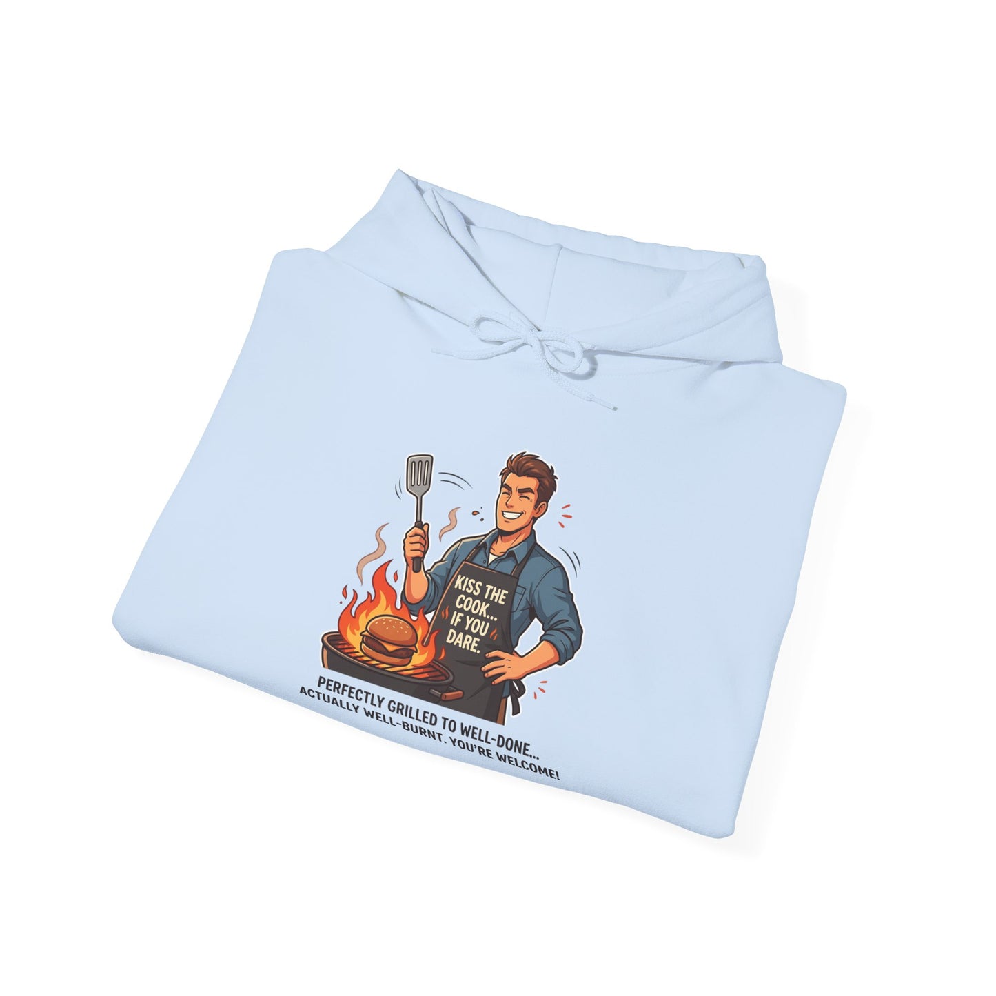 Hoodie – Vintage Grillmaster BBQ Sweatshirt ("Perfectly Grilled...Actually I Just Set It Ablaze")