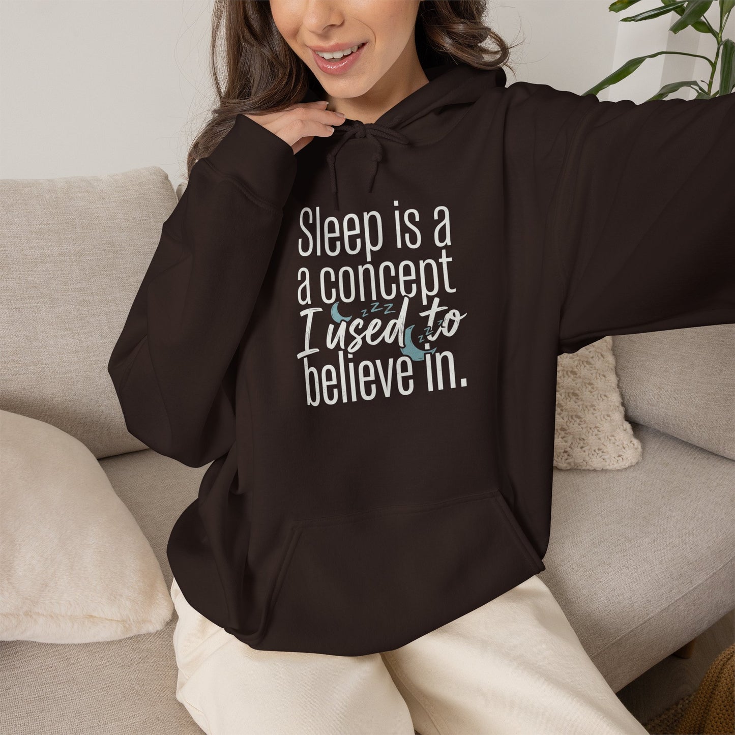 Sleep Is a Concept Hoodie – Funny Insomnia Quote Pullover