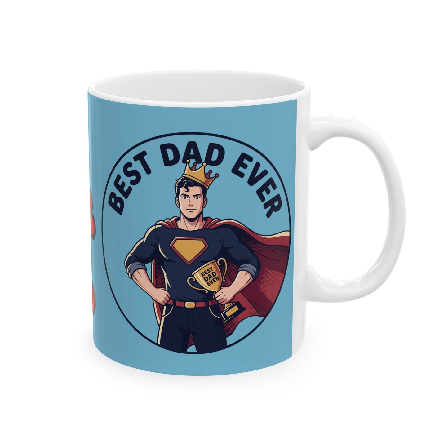 Best Dad Ever Ceramic Mug — Heart Pattern 11oz & 15oz Gift for Father’s Day