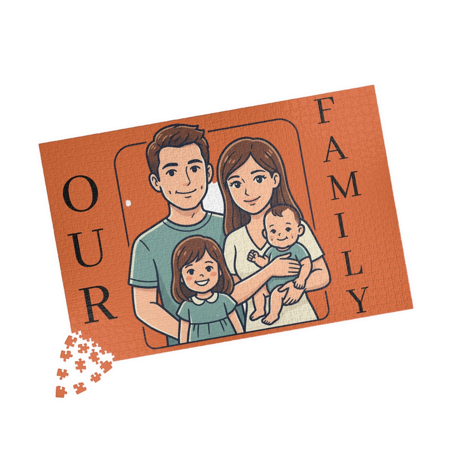 Family Portrait Puzzle – “Our Family” Personalized Jigsaw (110–1014 pcs)