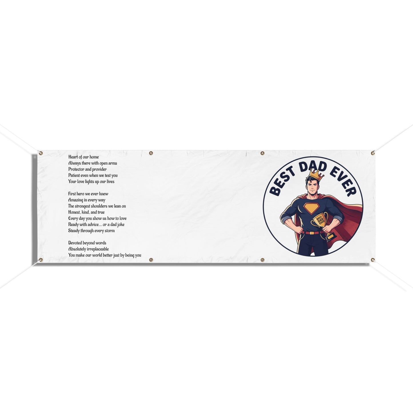 Best Dad Ever Vinyl Banner – Superhero Father Tribute with Poem