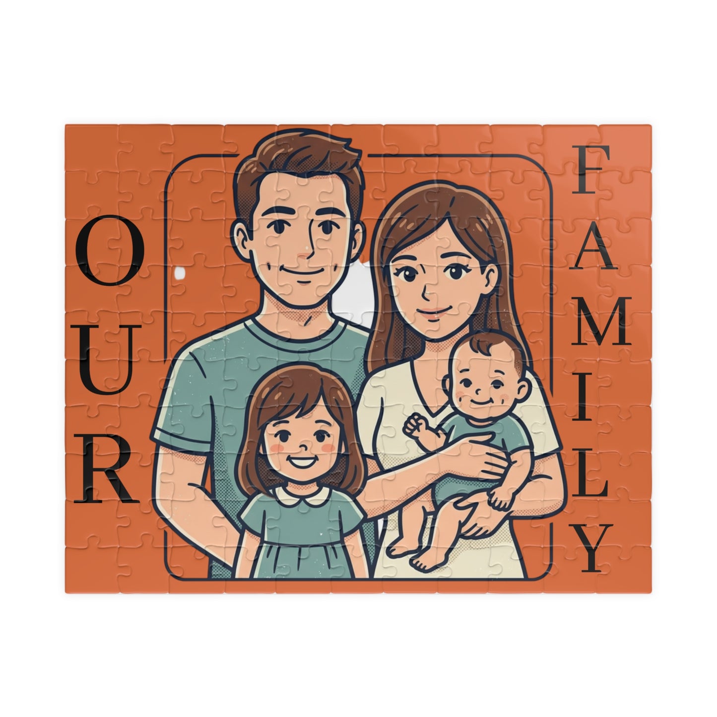 Family Portrait Puzzle – “Our Family” Personalized Jigsaw (110–1014 pcs)
