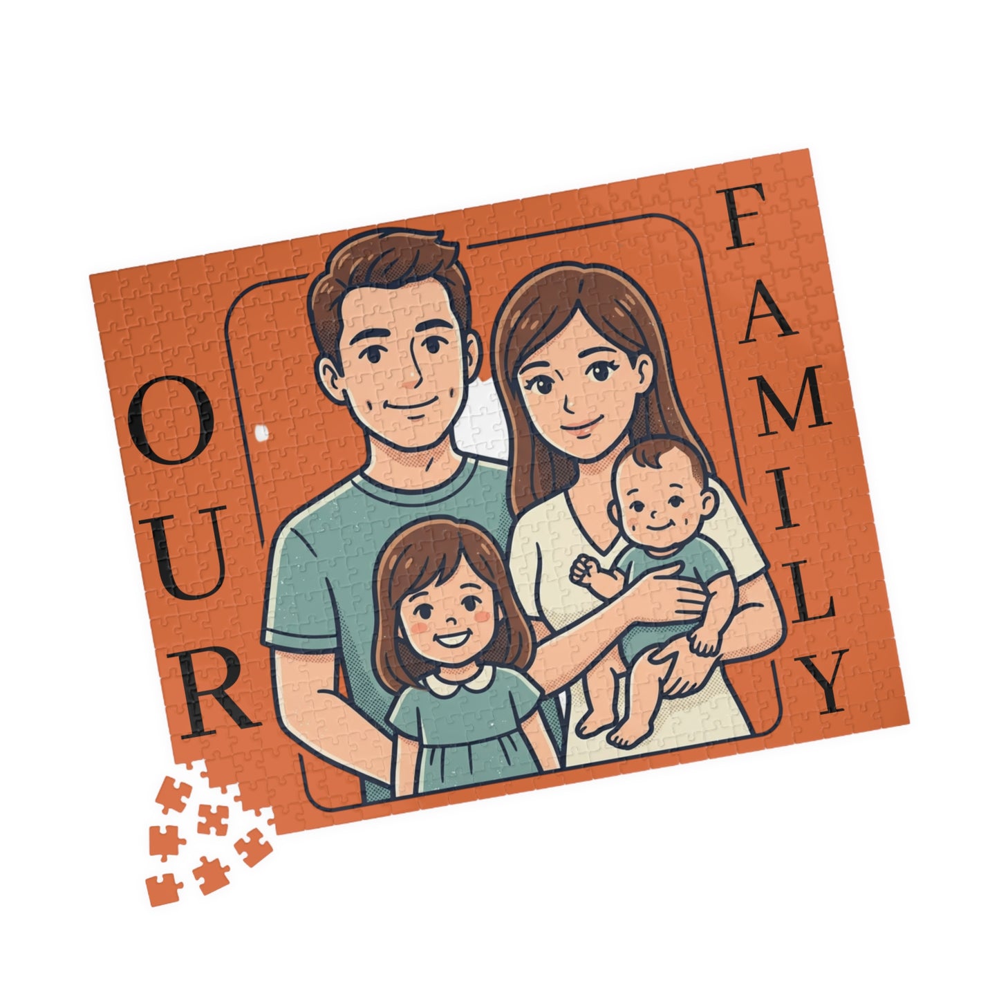 Family Portrait Puzzle – “Our Family” Personalized Jigsaw (110–1014 pcs)