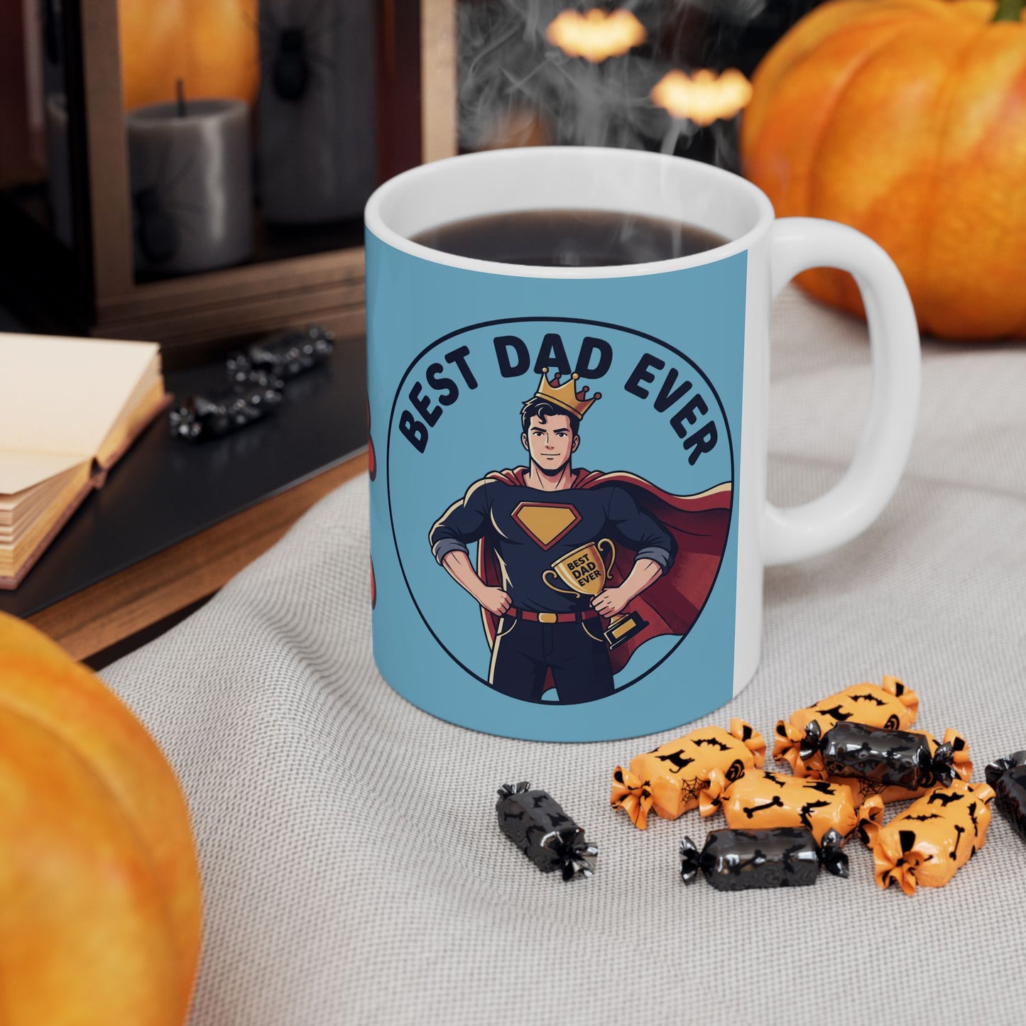 Best Dad Ever Ceramic Mug — Heart Pattern 11oz & 15oz Gift for Father’s Day
