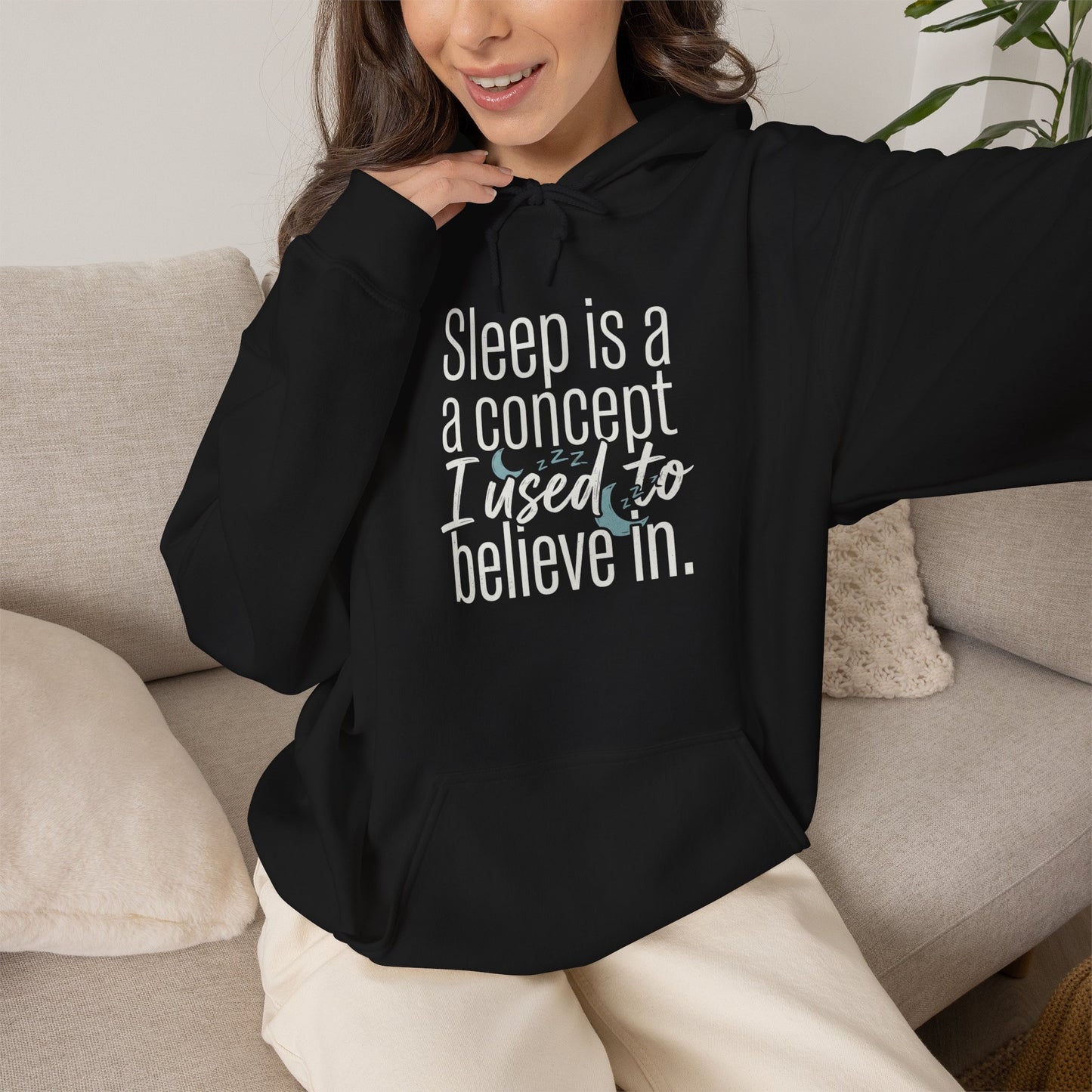 Sleep Is a Concept Hoodie – Funny Insomnia Quote Pullover